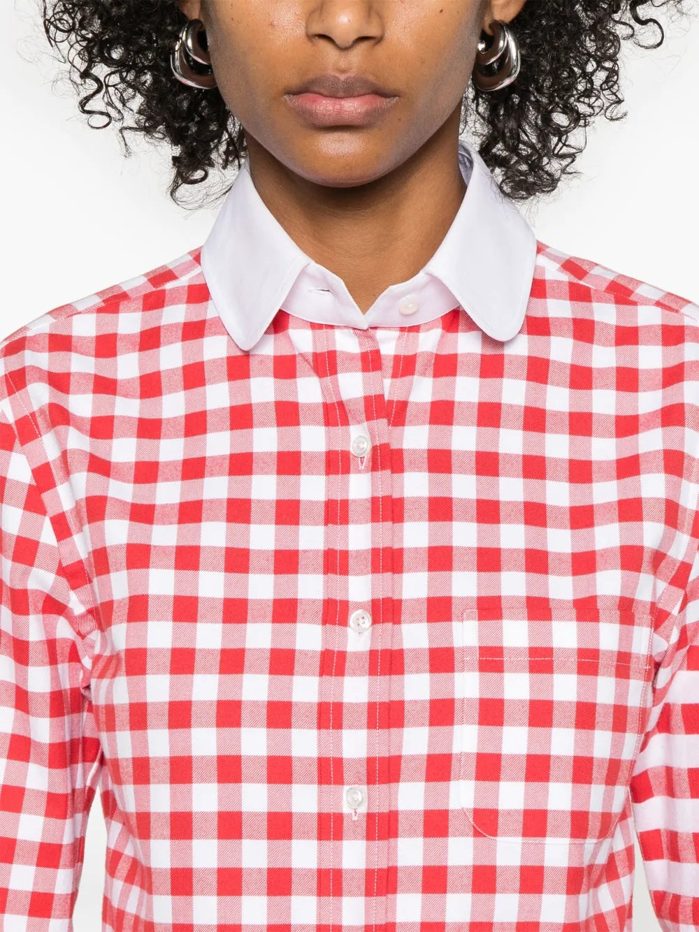 THOM BROWNE Cropped Round Collar Mini Shirt for Women