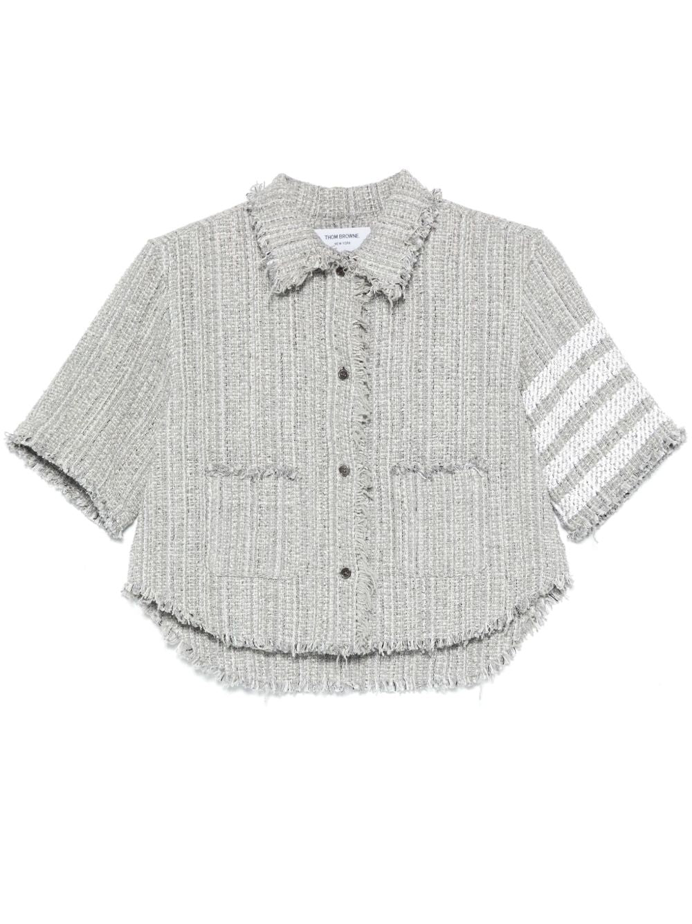 THOM BROWNE Cotton Blend Frayed Edge Button-Up Shirt