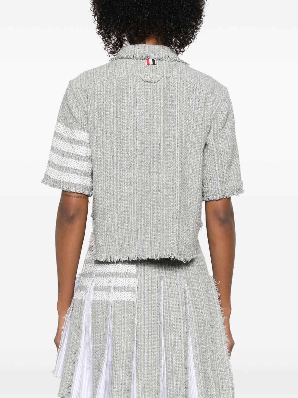 THOM BROWNE Cotton Blend Frayed Edge Button-Up Shirt