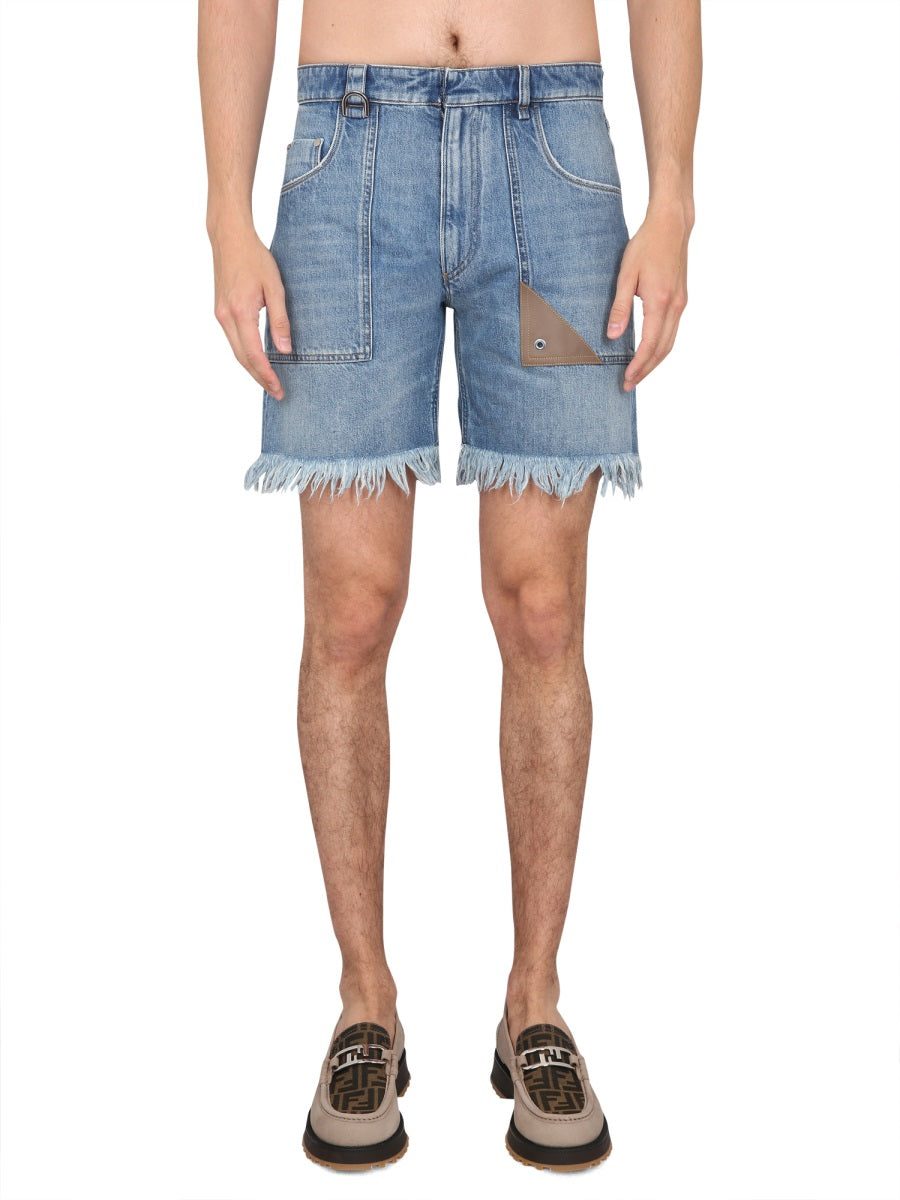FENDI Denim Bermuda Shorts 5-Pocket Model