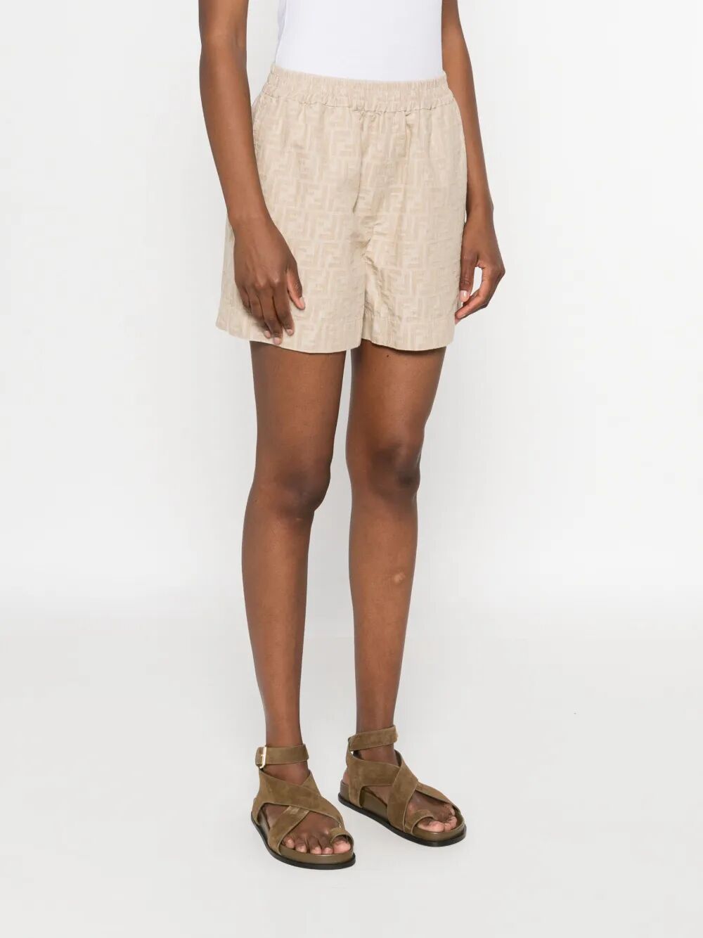 FENDI Embroidered Chambray Shorts for Women - SS25