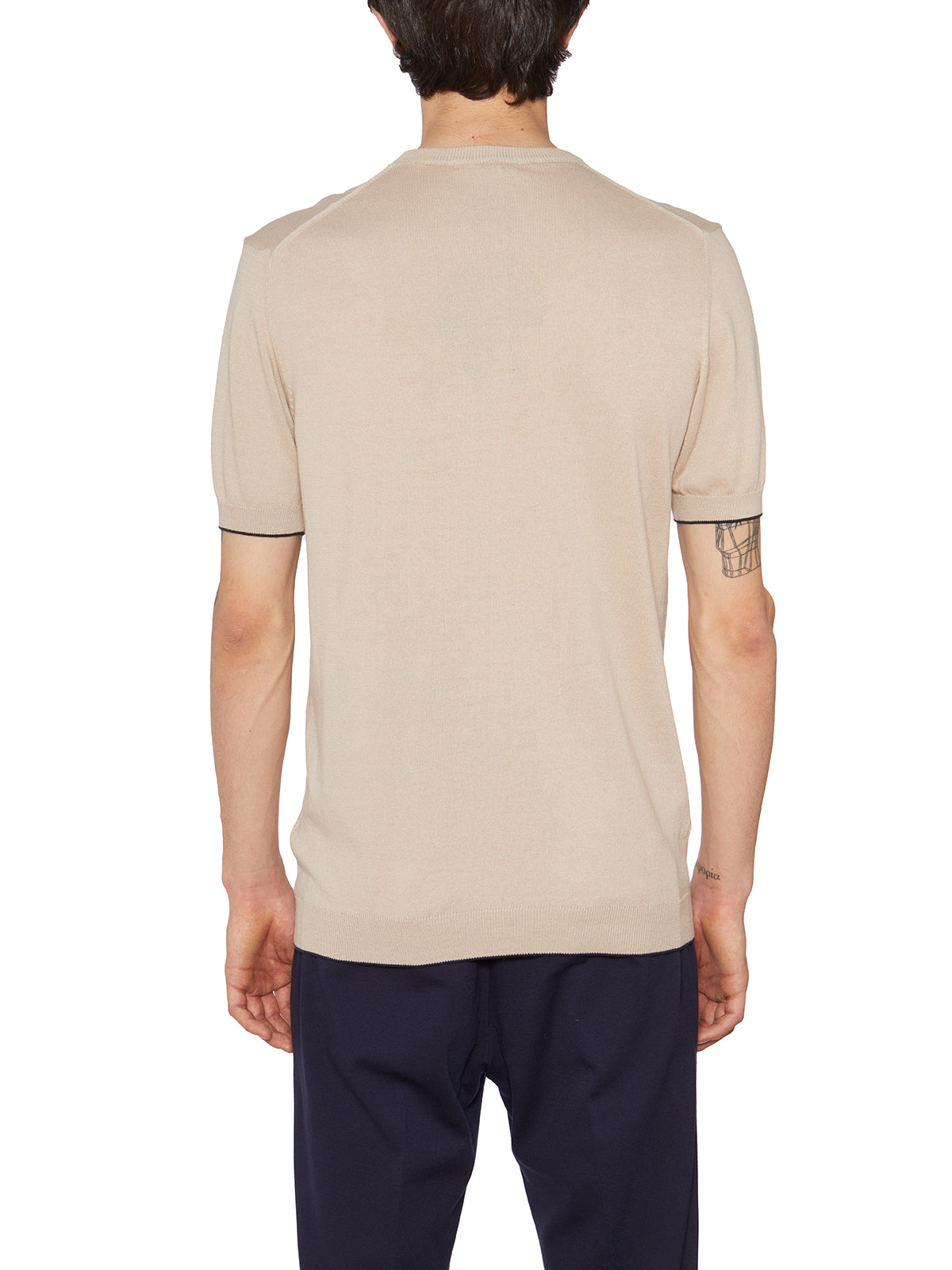 DANIELE ALESSANDRINI Men's Cotton Crew Neck Sweater with Front Pocket - Size 50