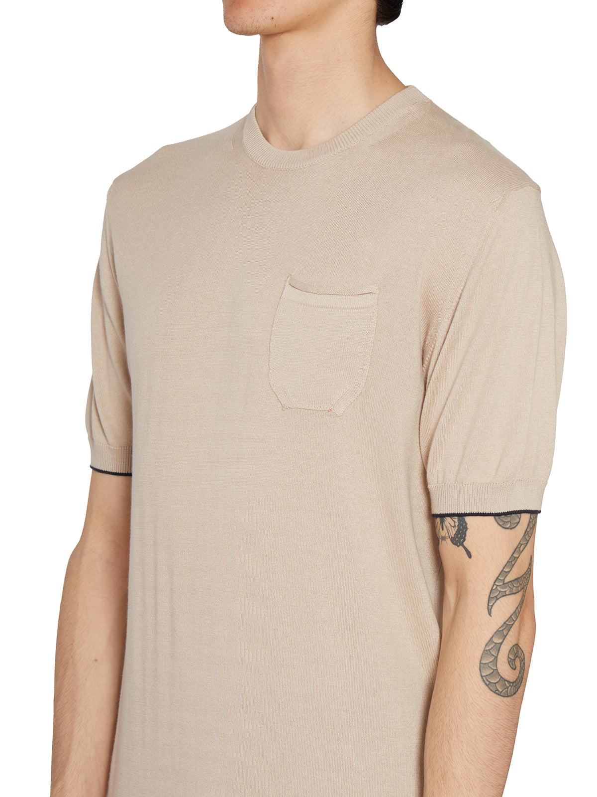 DANIELE ALESSANDRINI Men's Cotton Crew Neck Sweater with Front Pocket - Size 50