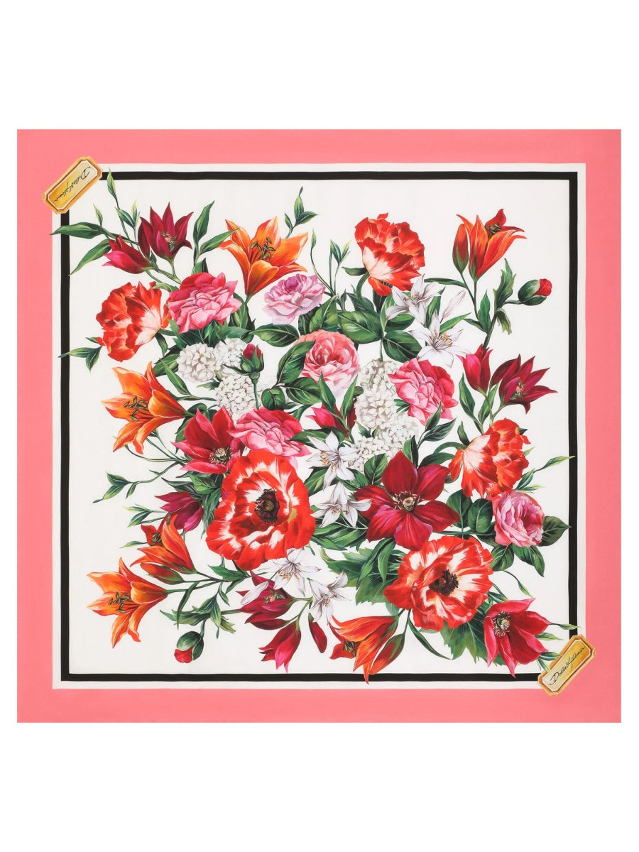 DOLCE & GABBANA Floral Print Silk Twill Scarf