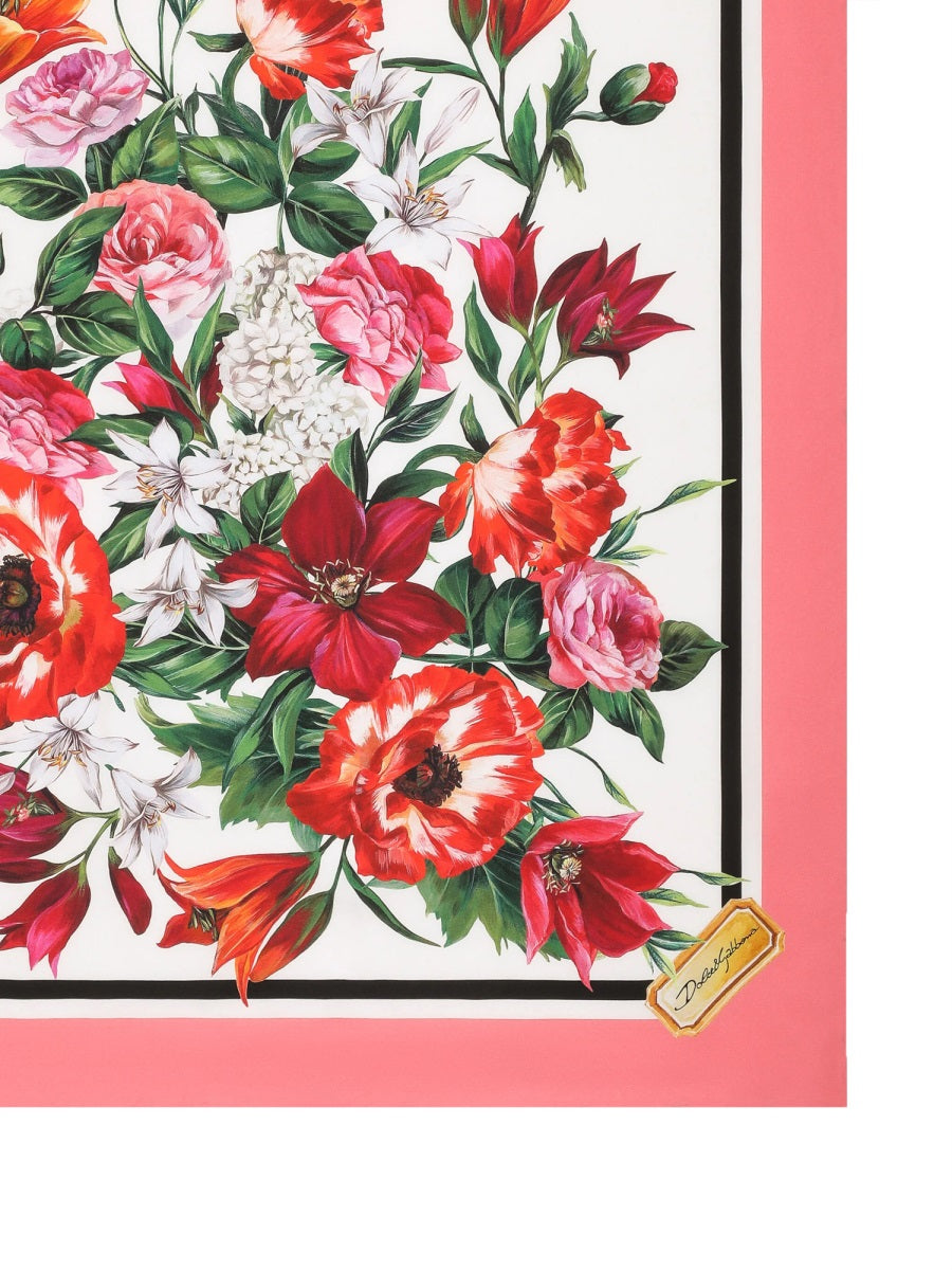 DOLCE & GABBANA Floral Print Silk Twill Scarf