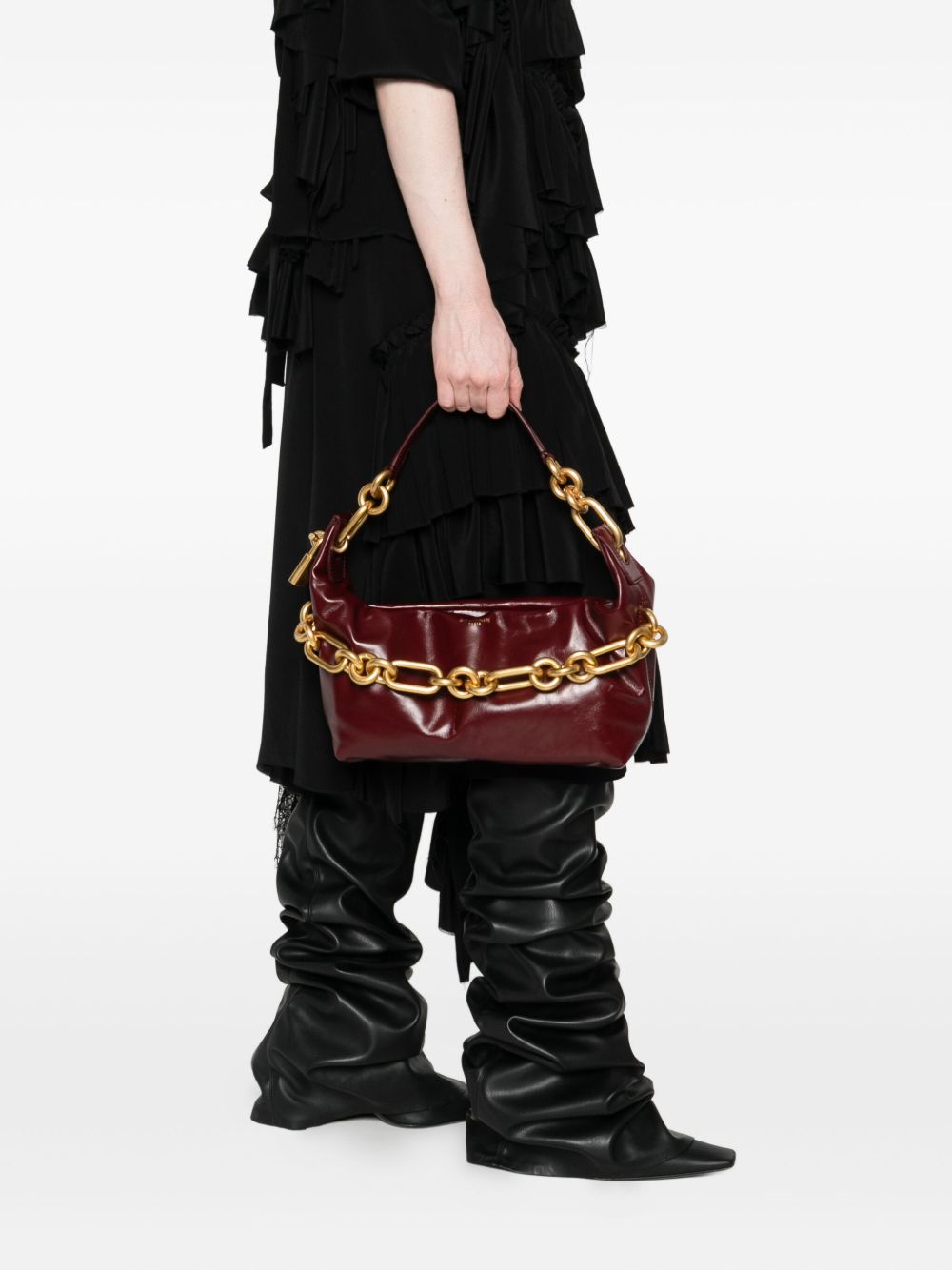 BALMAIN Medium Leather Shoulder Handbag