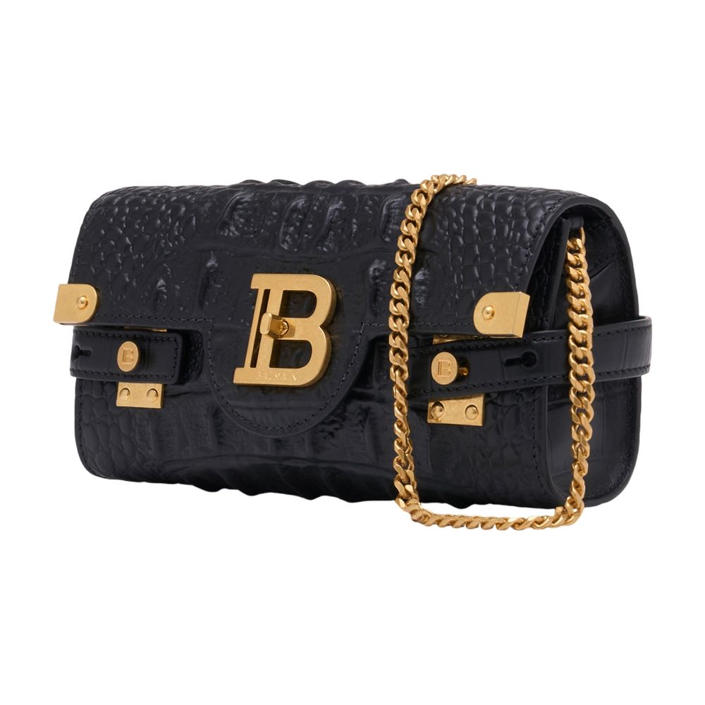 BALMAIN Mini Pouch Handbag - Luxurious Calfskin with Croco Emboss