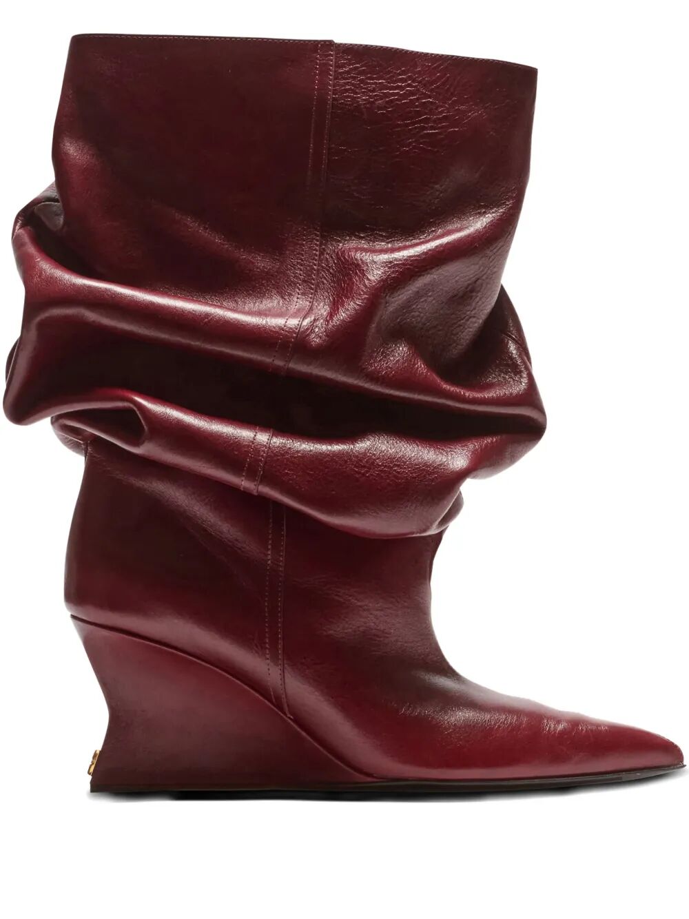 BALMAIN Textured Leather Ankle Boot Wedge
