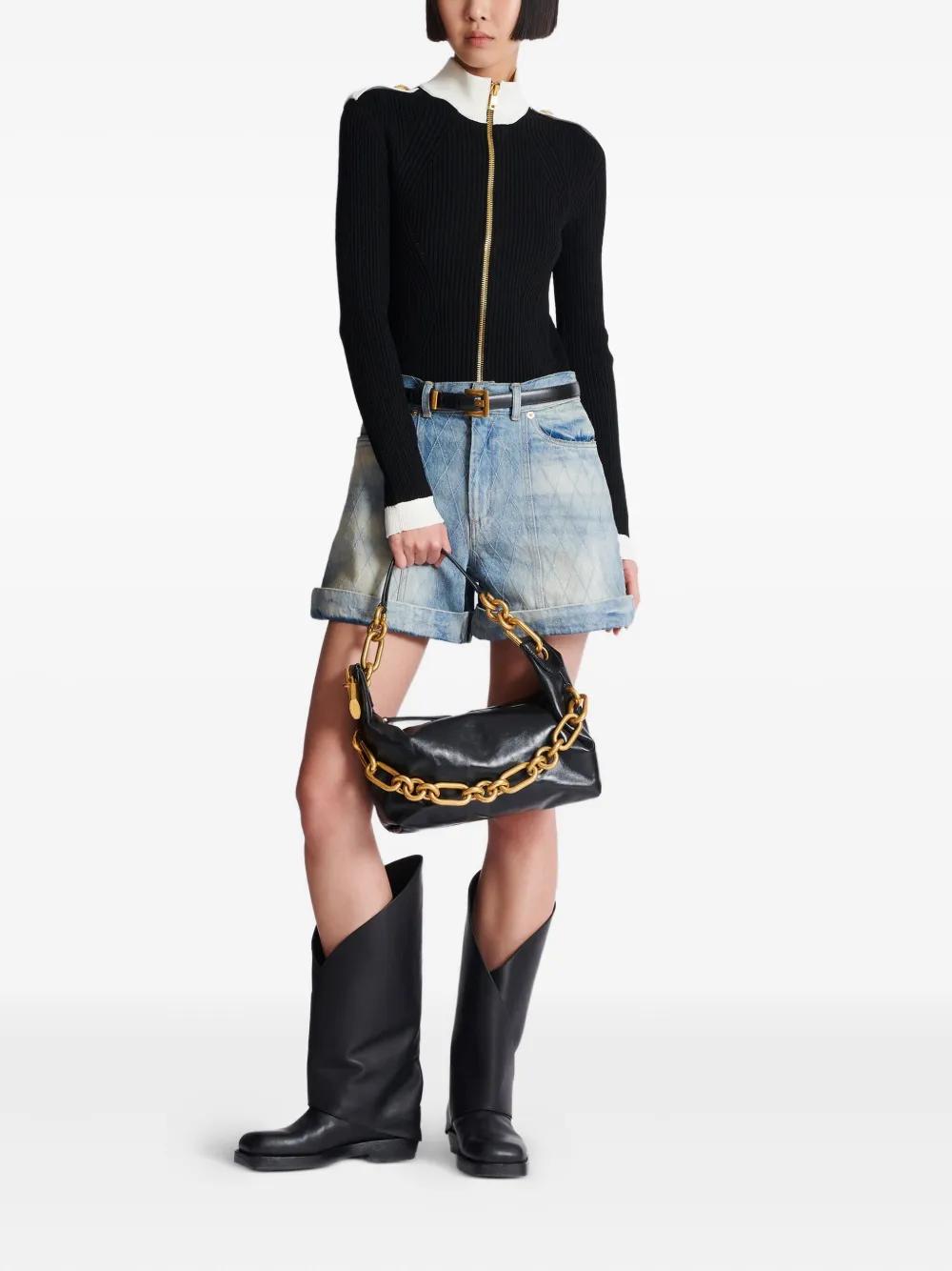 BALMAIN Medium Calfskin Leather Handbag