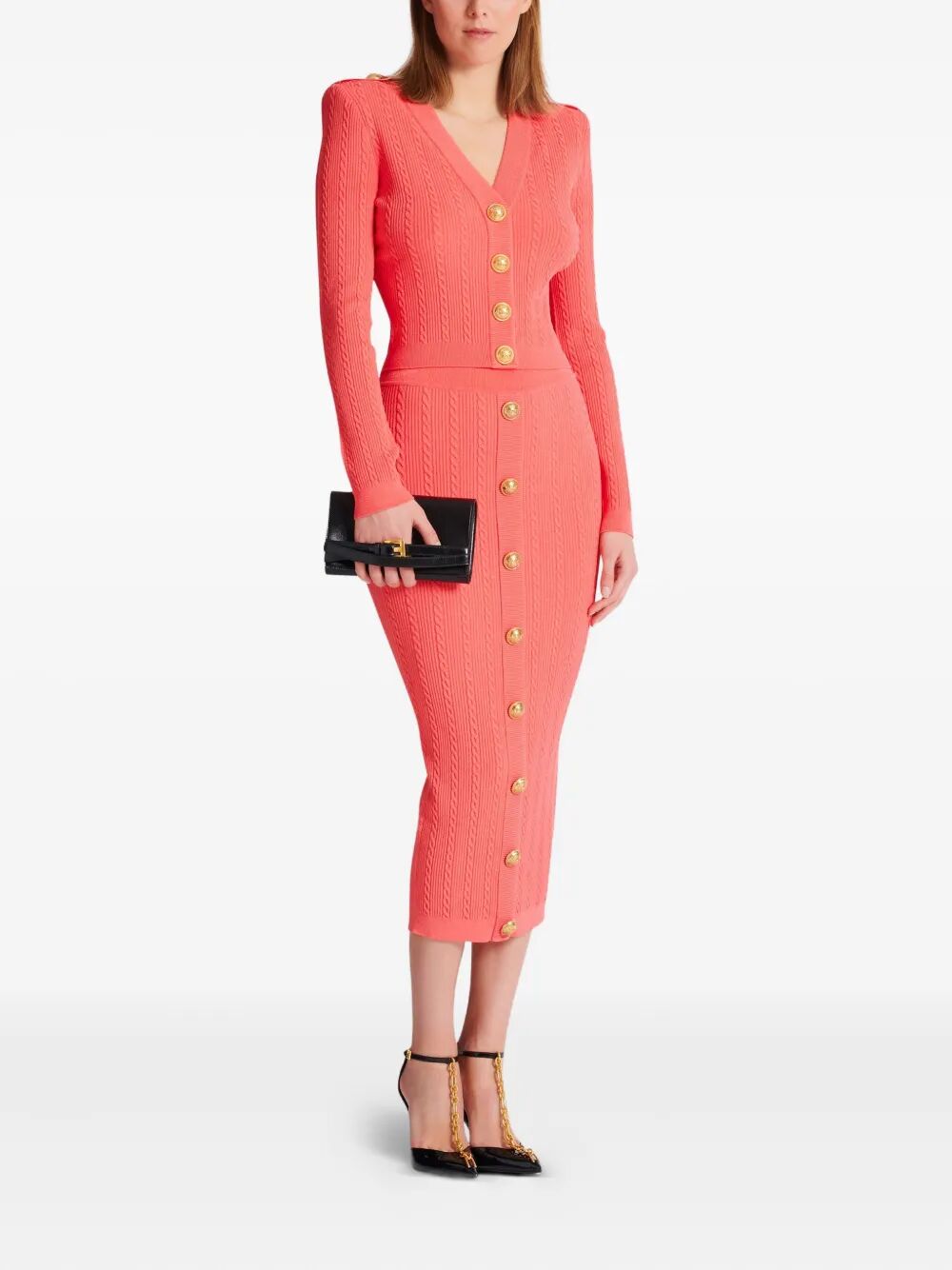 BALMAIN Mini Wallet on Chain in Crinkled Leather