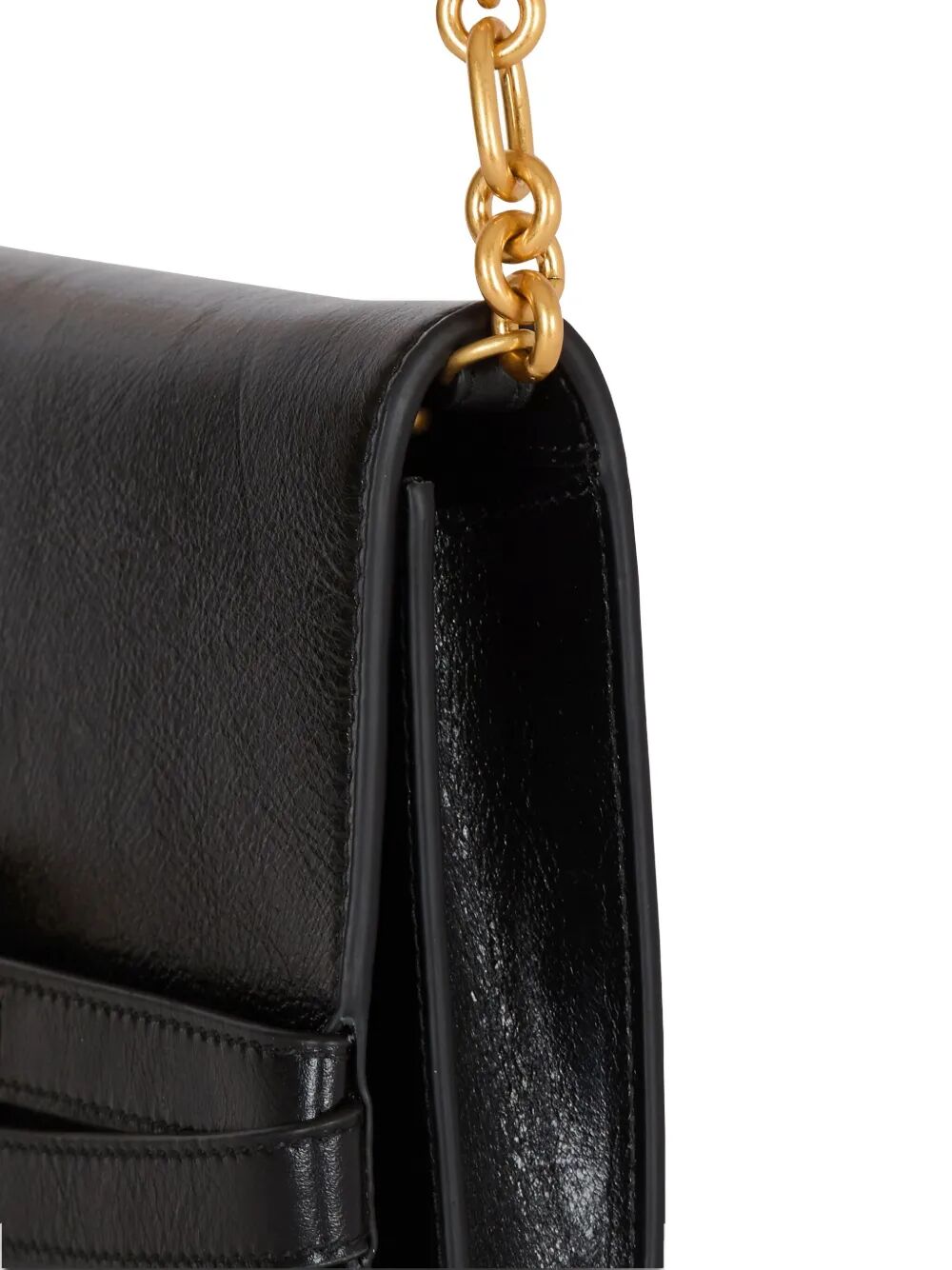 BALMAIN Mini Wallet on Chain in Crinkled Leather