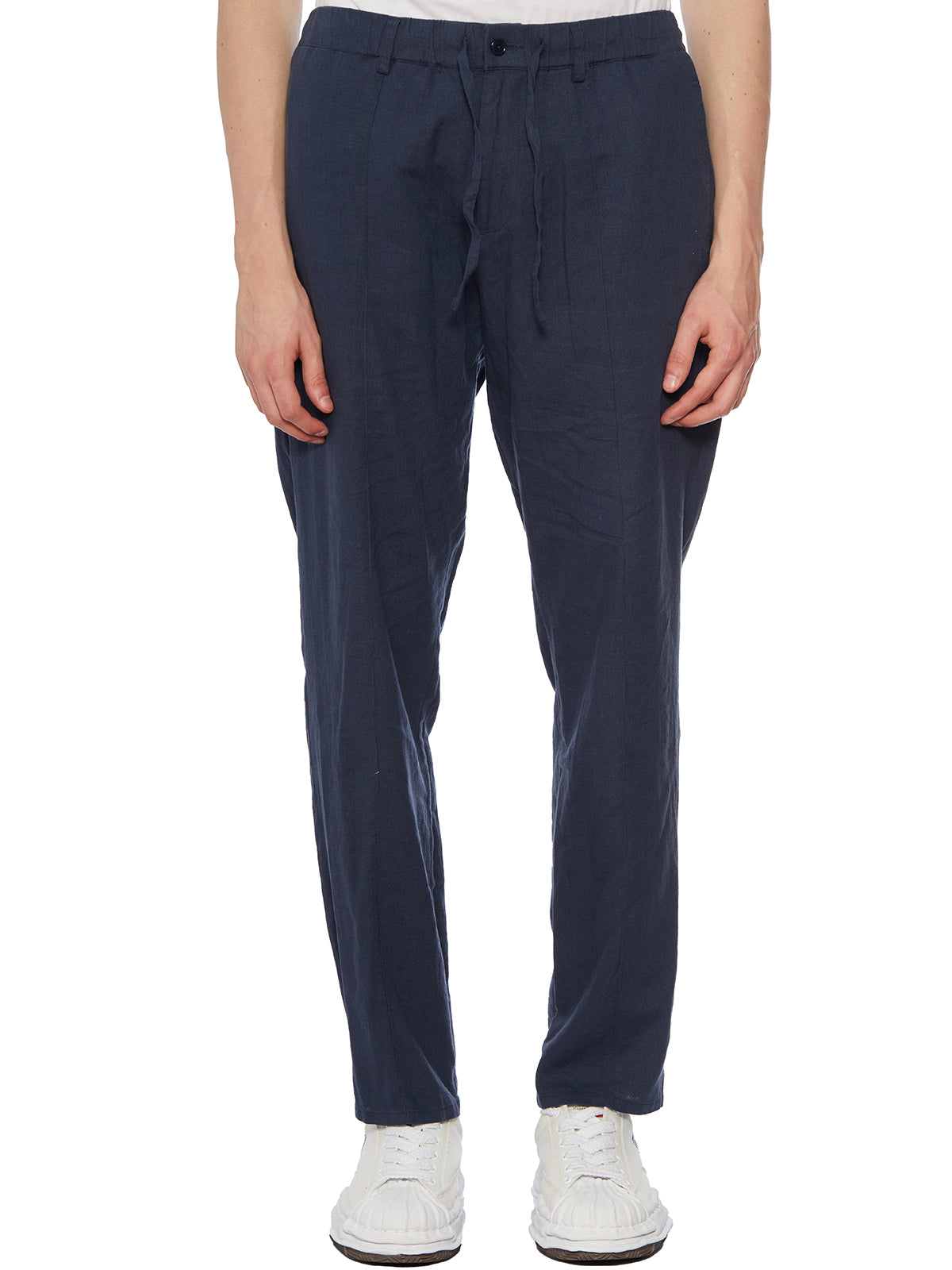 DANIELE ALESSANDRINI Linen Trousers with Drawstring - Size 46