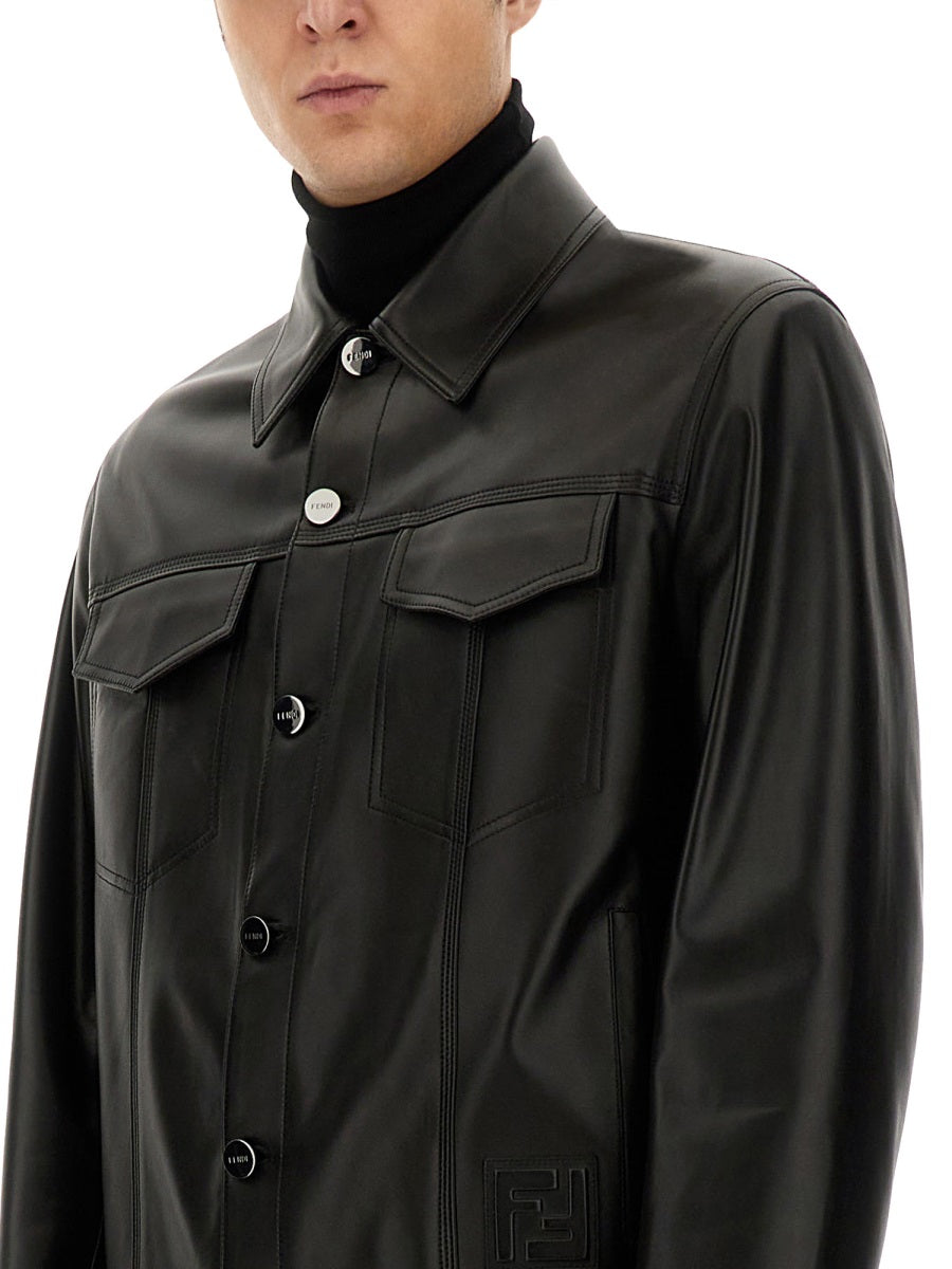 FENDI Luxury Leather Blouson Jacket - Size 50
