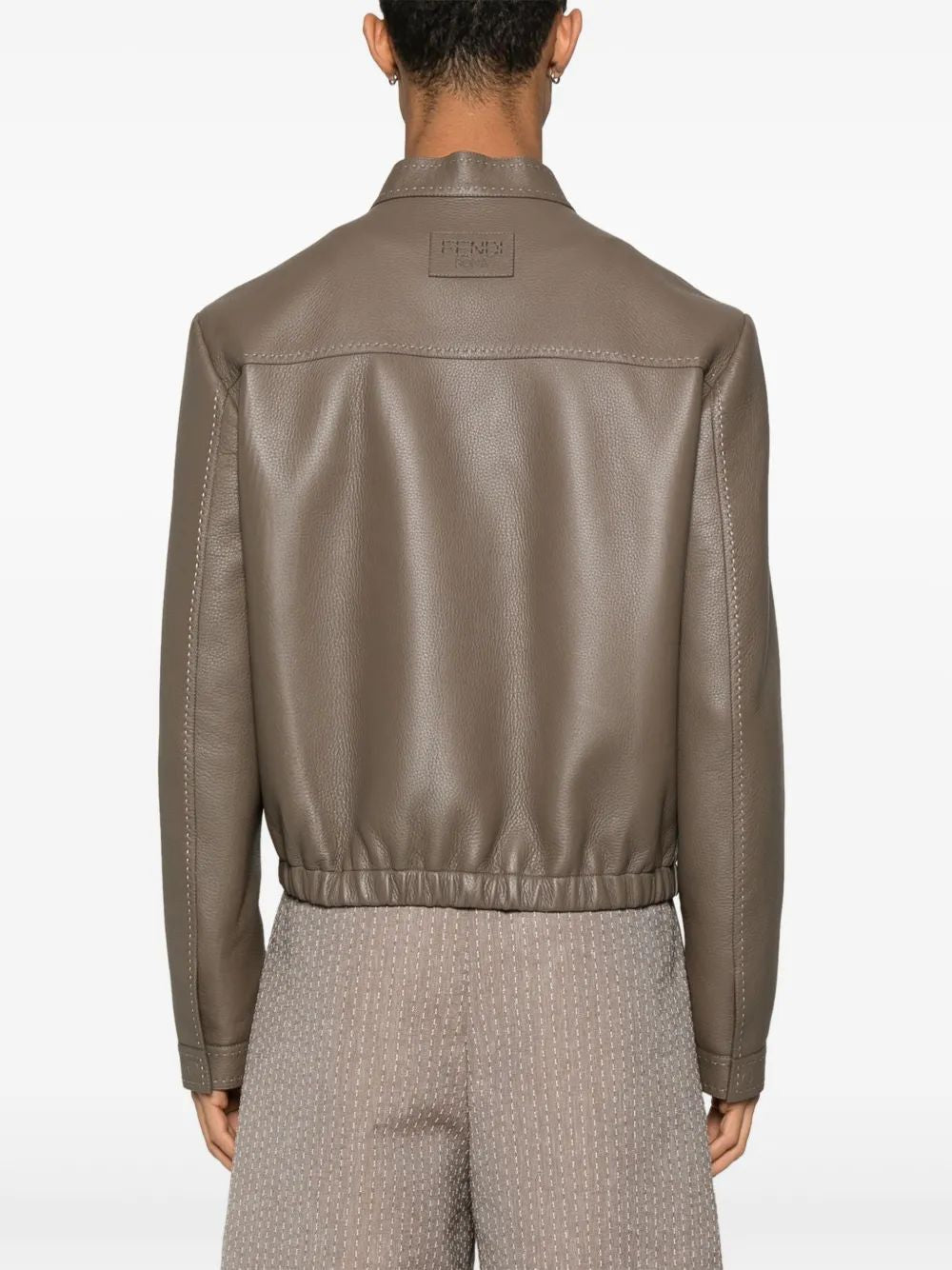 FENDI Pebbled Leather Jacket for Men