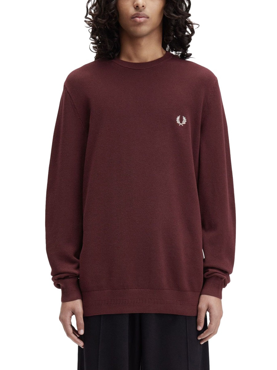 FRED PERRY Pique Sweater with Logo - Size L