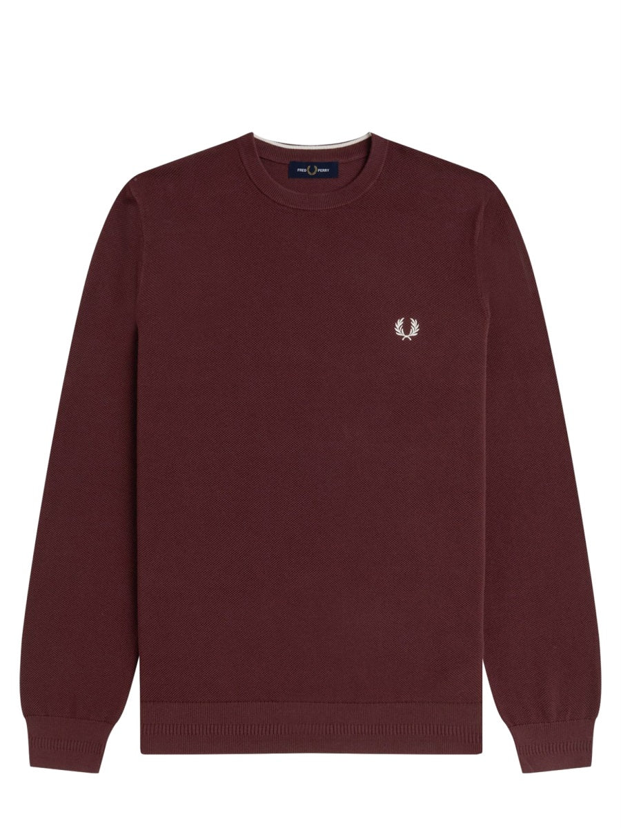 FRED PERRY Pique Sweater with Logo - Size L