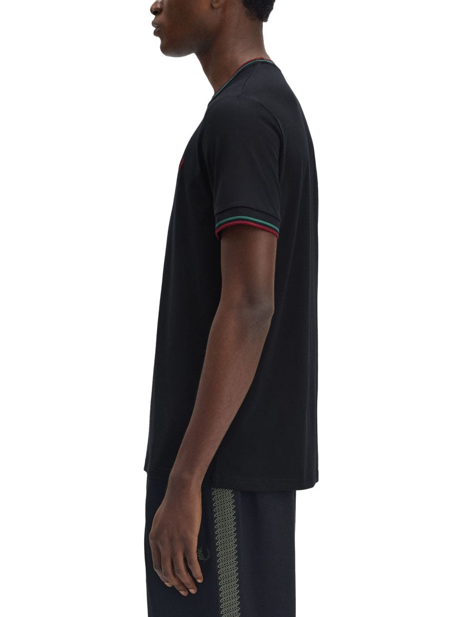 FRED PERRY Double Stripe T-Shirt - Size L