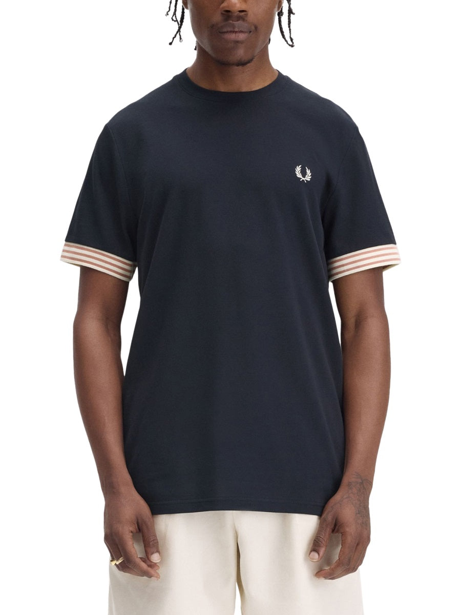 FRED PERRY Striped Manihe Border T-Shirt - Size M