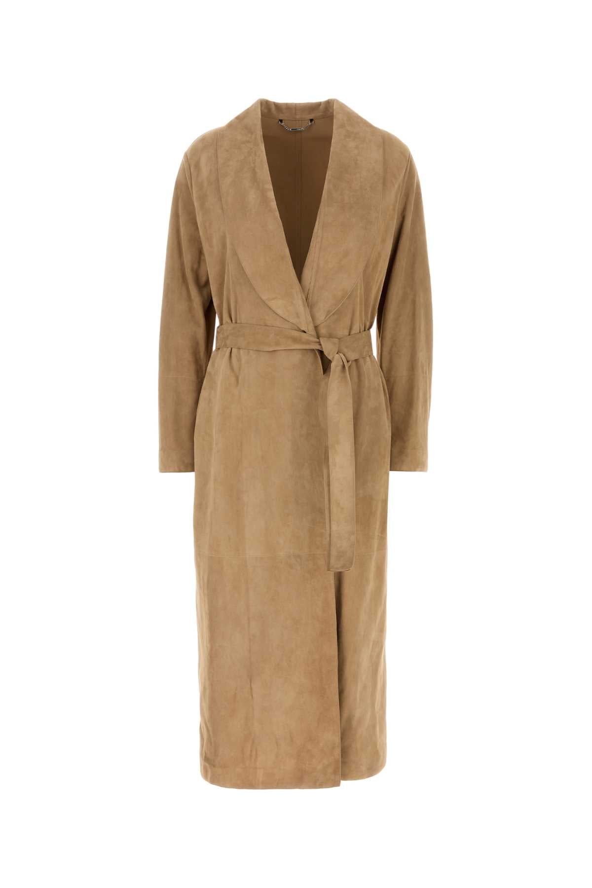 FENDI Camel Suede Trench Jacket for Women