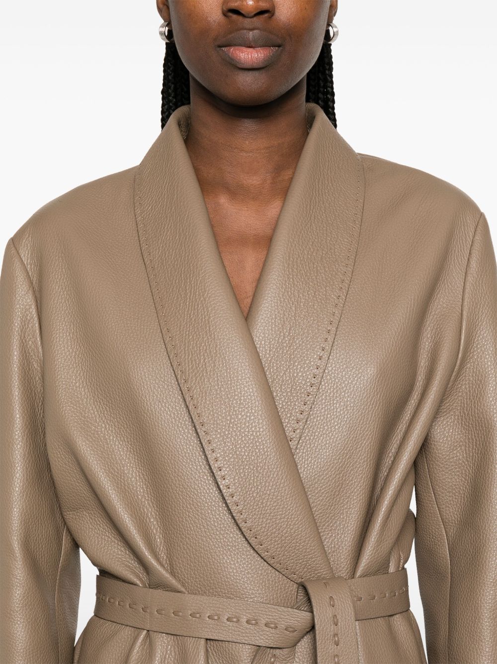 FENDI Long Wrap Jacket with Scarf Collar