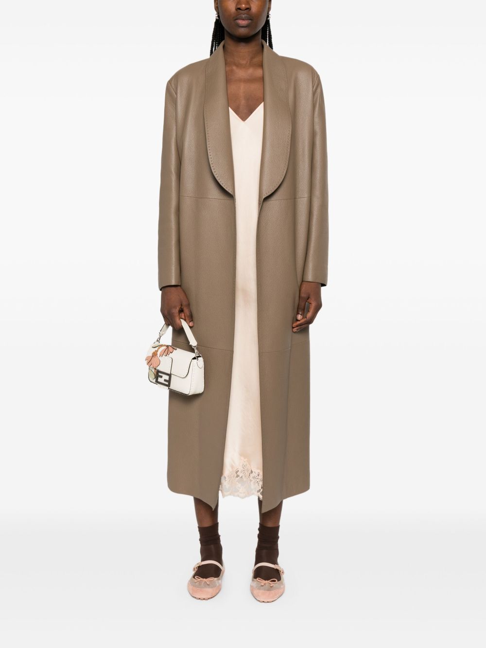 FENDI Long Wrap Jacket with Scarf Collar
