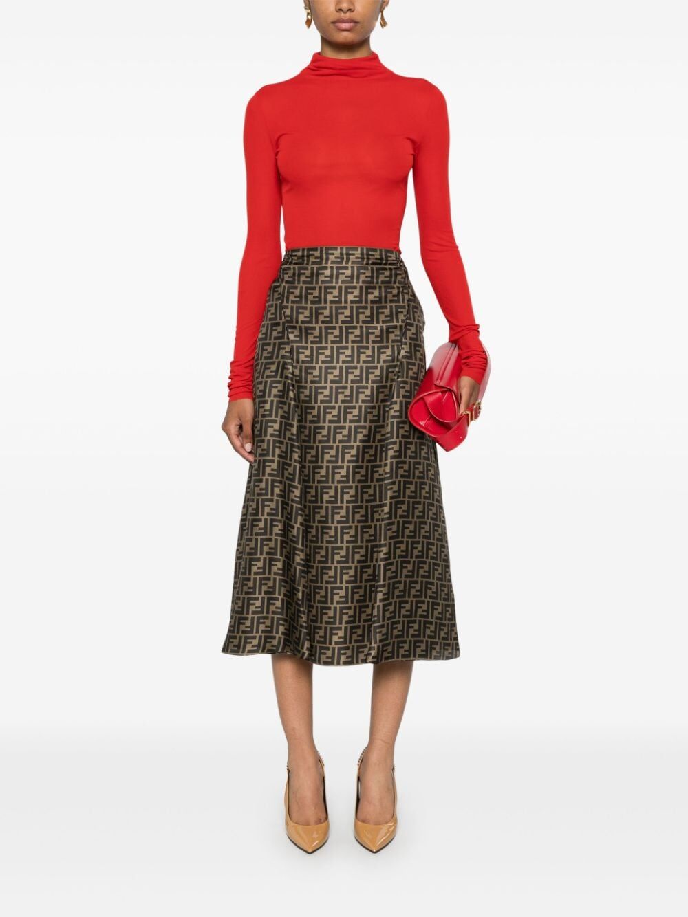 FENDI Silk Midi Skirt for Women