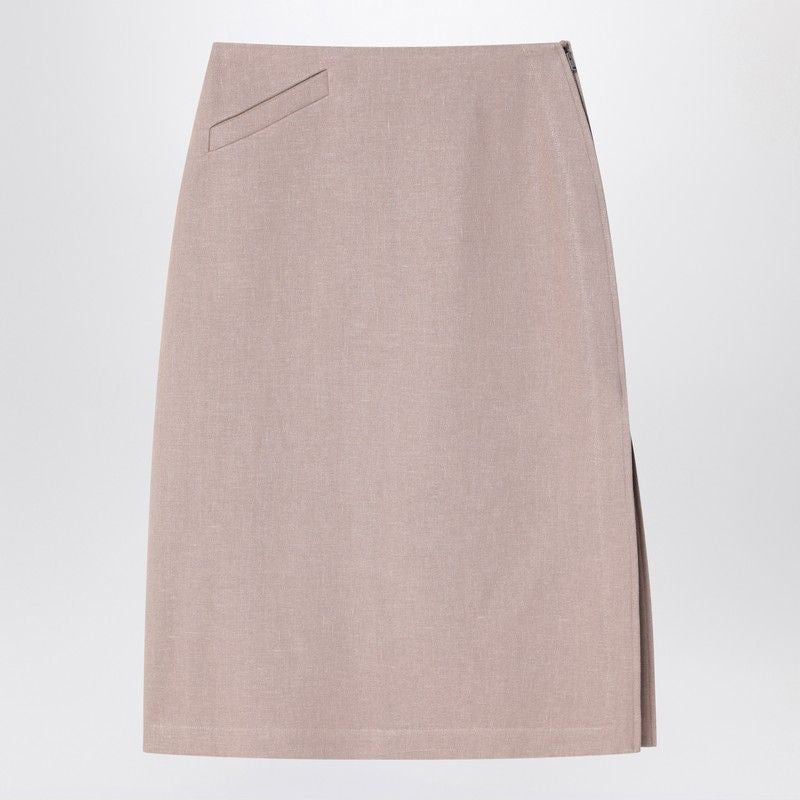 FENDI Waxed Linen Straight Midi Skirt