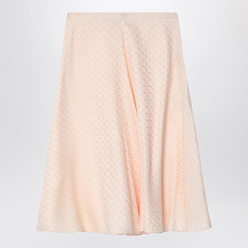 FENDI Silk Mini Skirt with Logo Detail