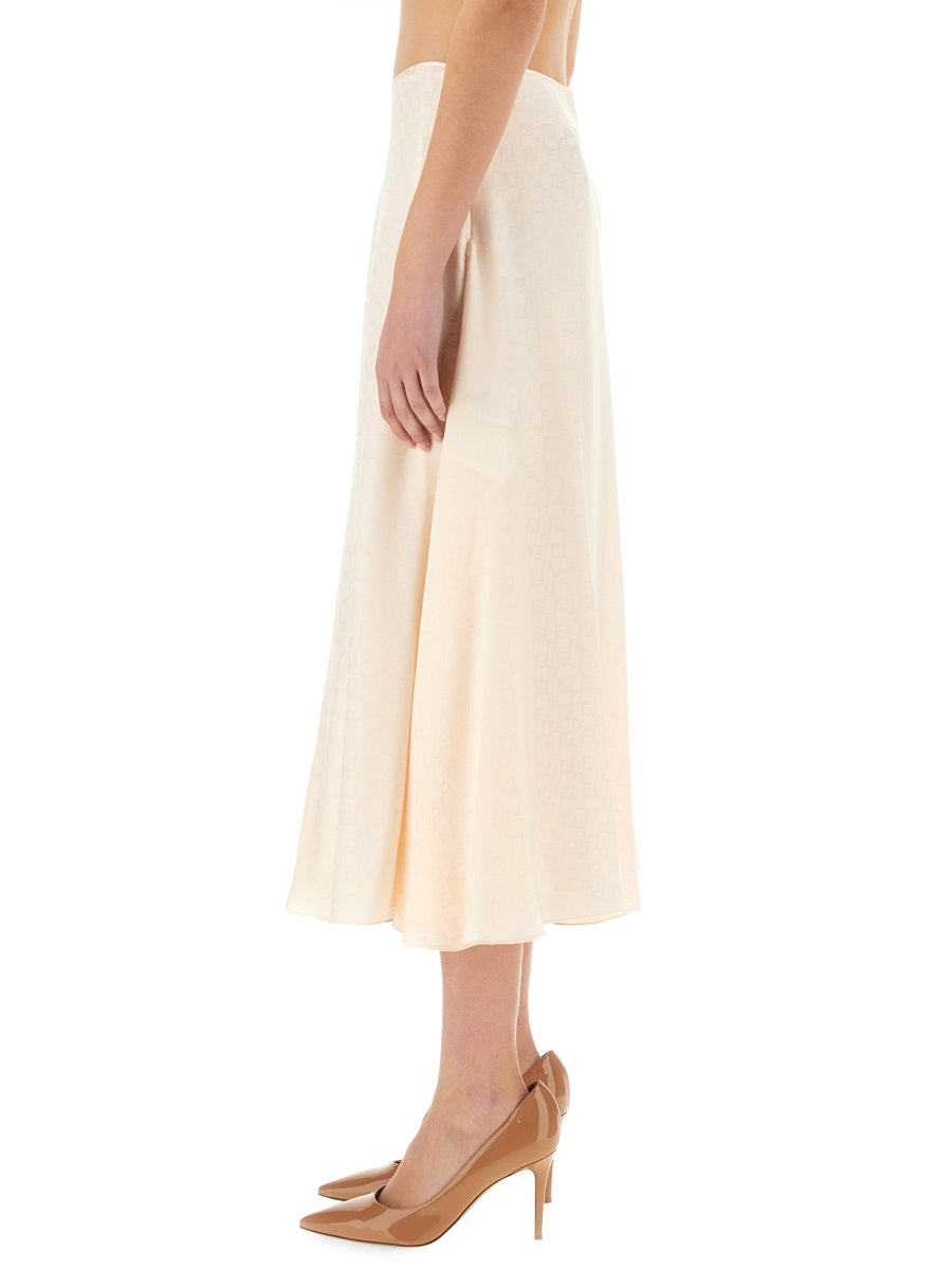 FENDI Silk Midi Skirt with Flared Hem