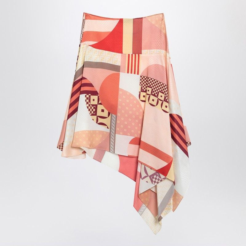 FENDI Silk Mini Skirt with Patchwork Print