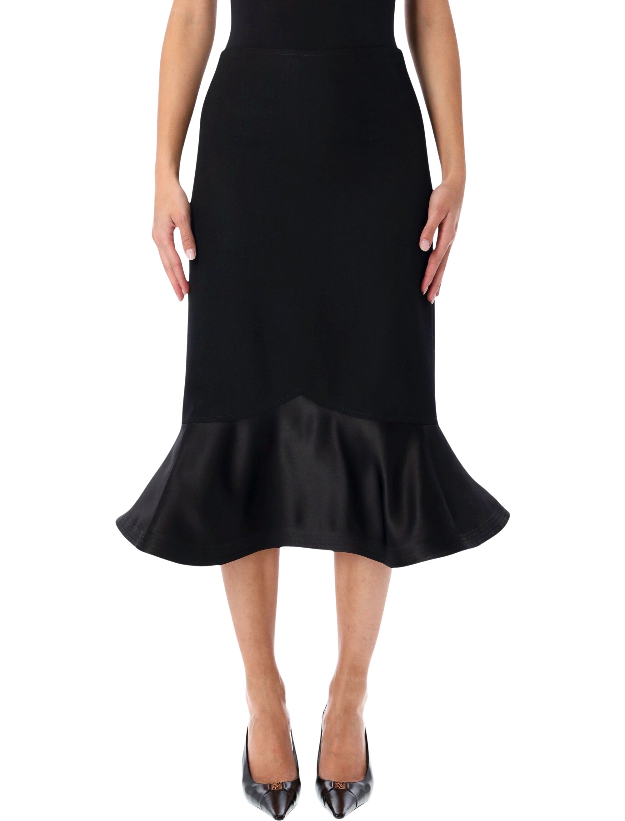 FENDI Women's Midi Skirt with Flared Peplum Hem