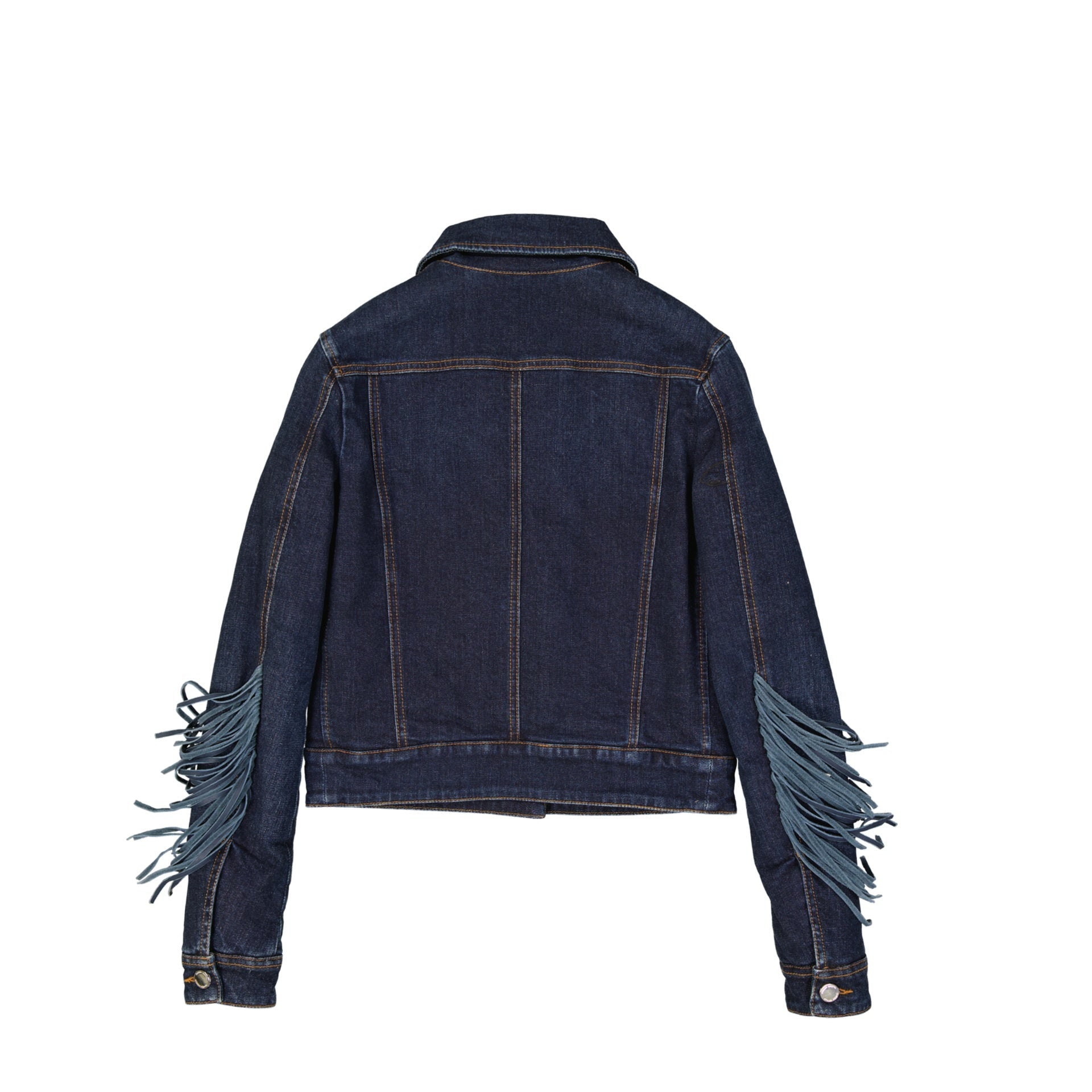 FRANKIE MORELLO Women's Stylish Denim Jacket with Fringe Detail