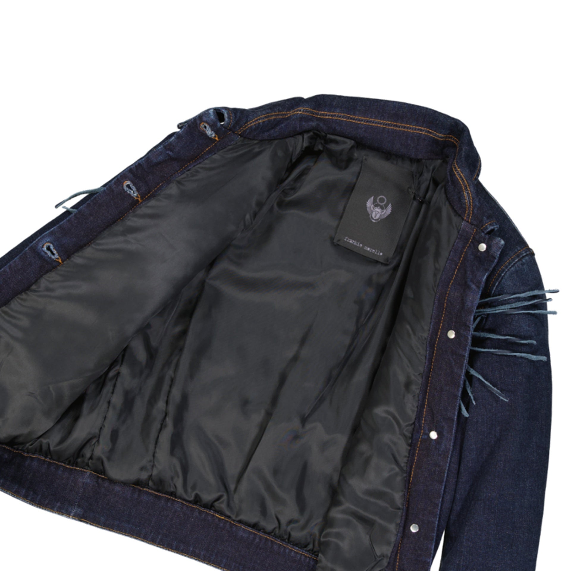 FRANKIE MORELLO Women's Stylish Denim Jacket with Fringe Detail