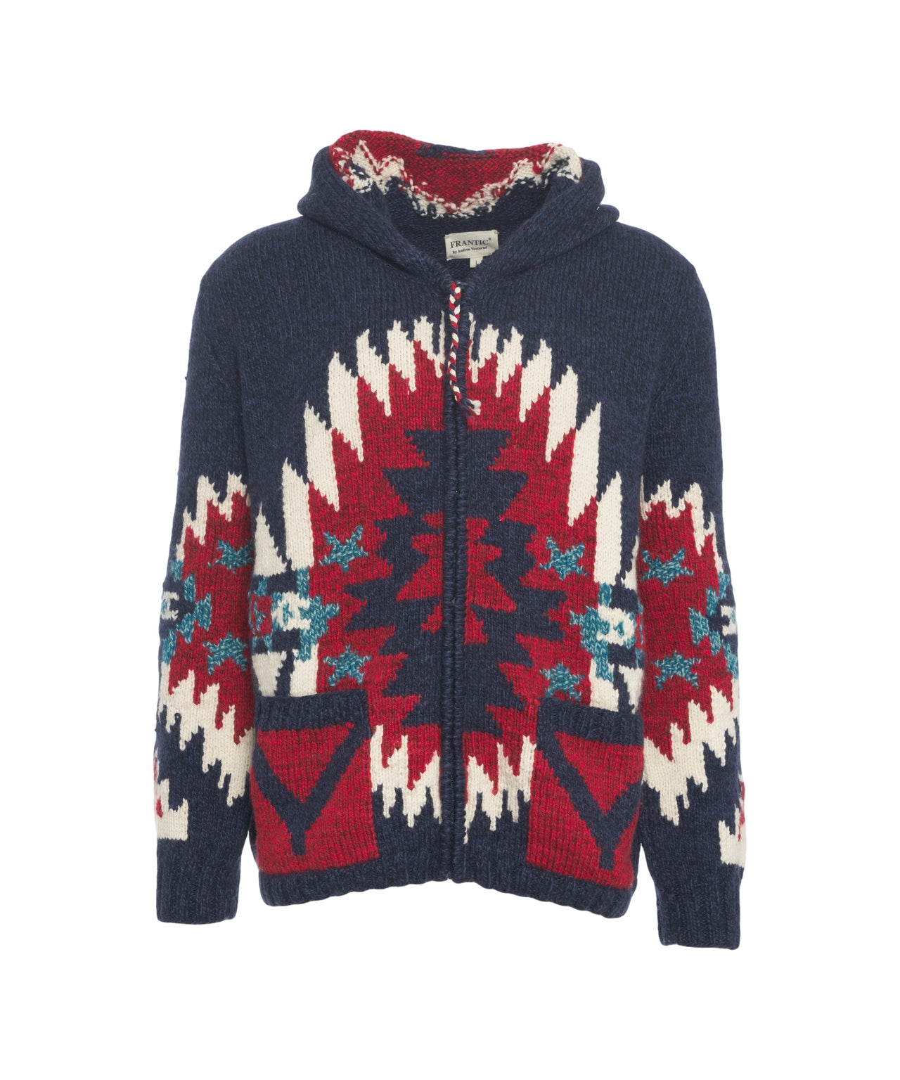 FRANTIC Geometric Pattern Zippered Hoodie Cardigan for Men