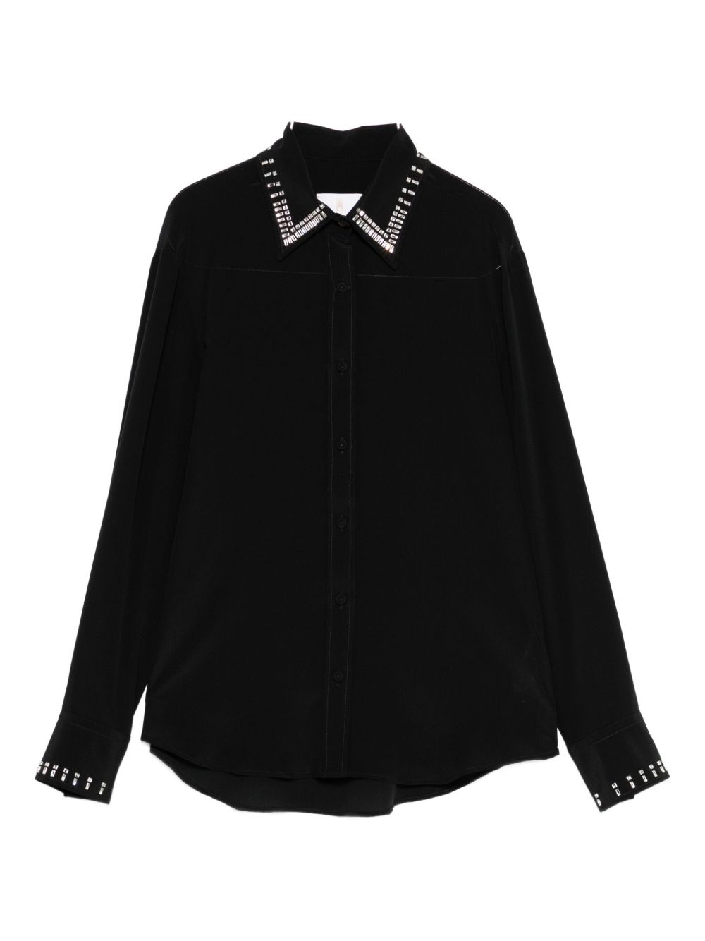 TRAME AUREE Cotton Shirt with Crystal-Embellished Collar and Cuffs