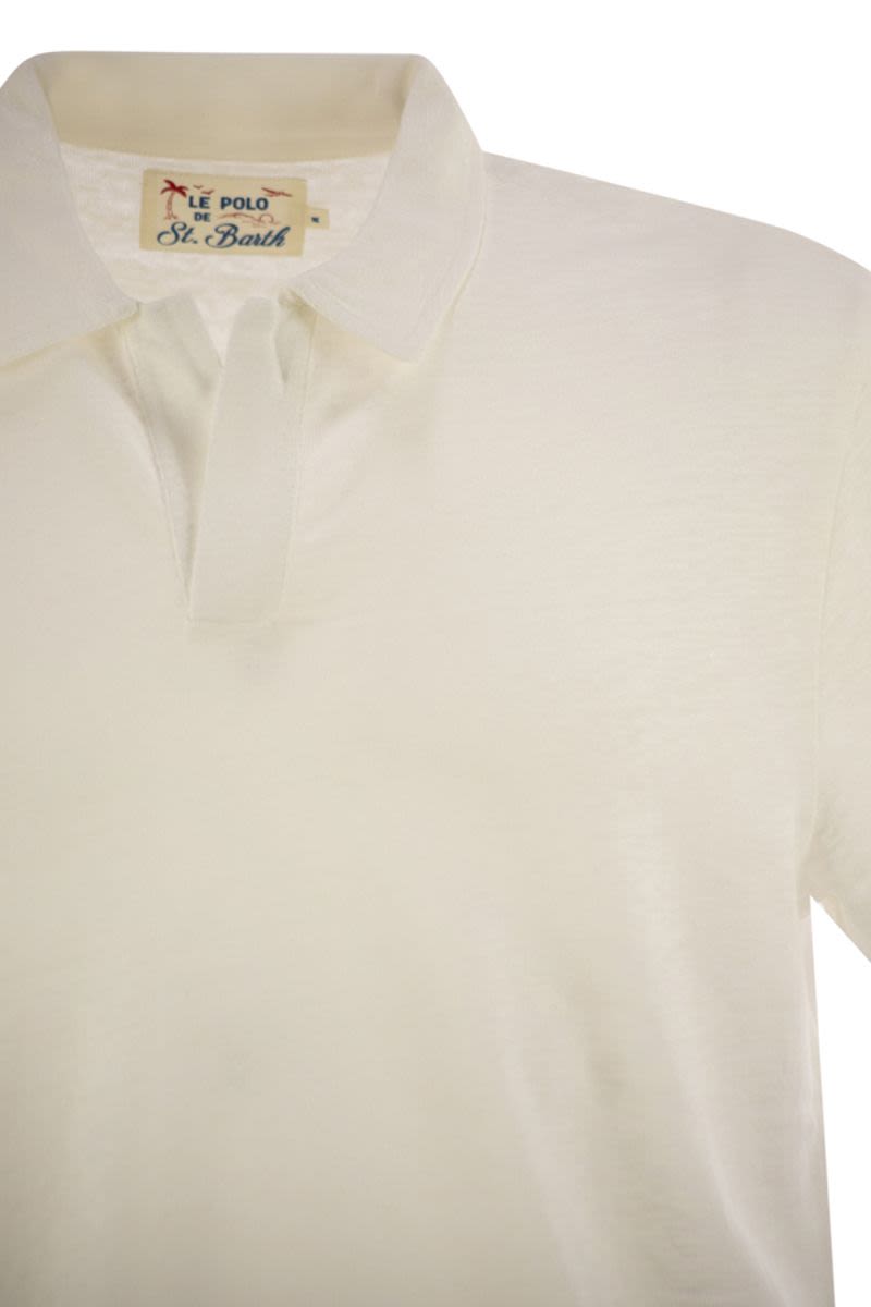 MC2 SAINT BARTH Men's Linen Polo Shirt - Half Sleeve