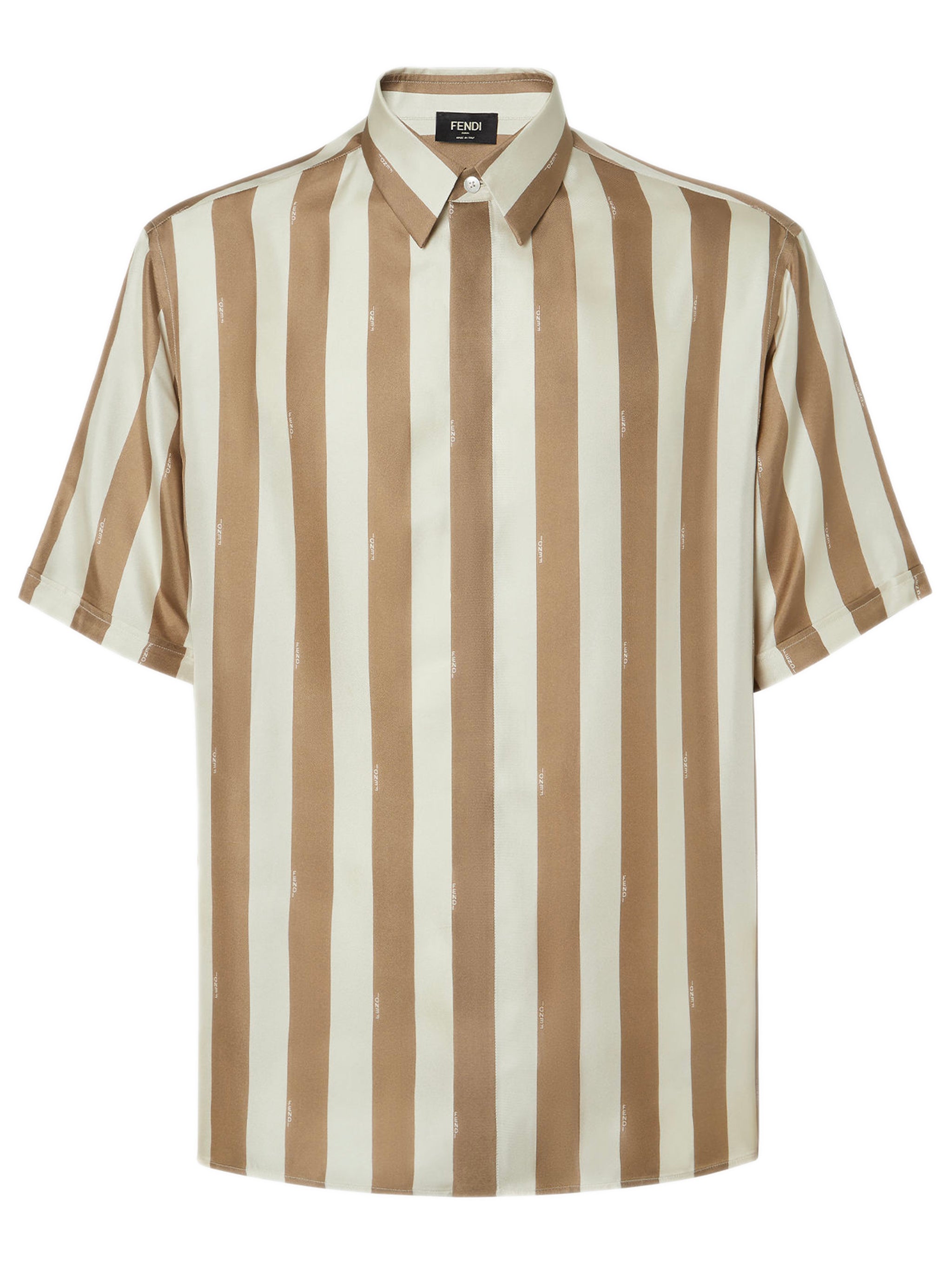 FENDI Silk Pequin Striped Shirt with Half-Italian Collar - Regular Fit
