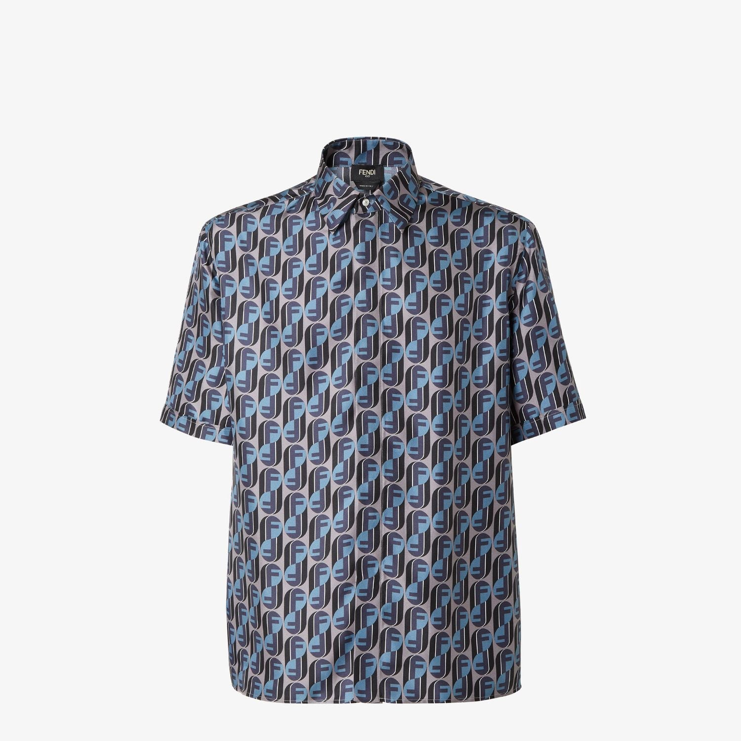 FENDI Printed Silk Shirt with Half-Italian Collar - Boxy Fit