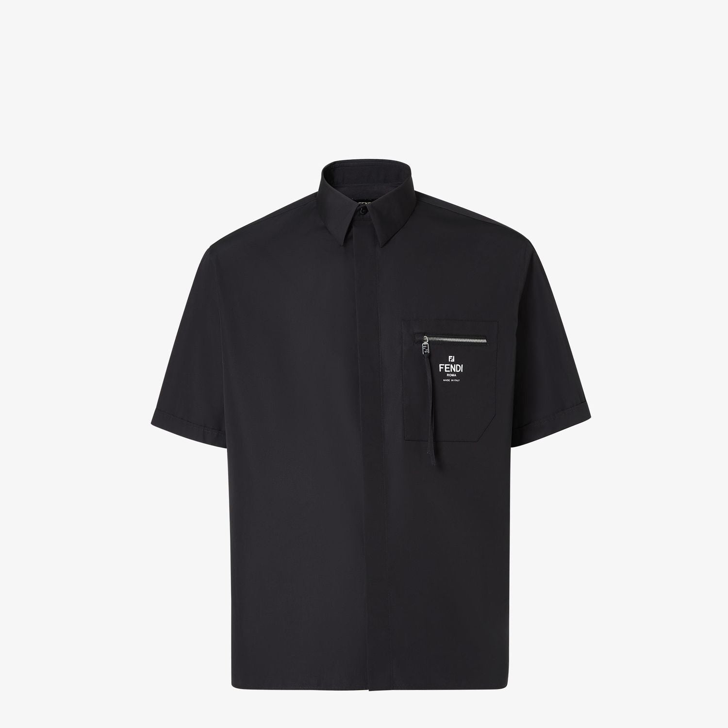 FENDI Short Sleeve Cotton Shirt with Front Pocket