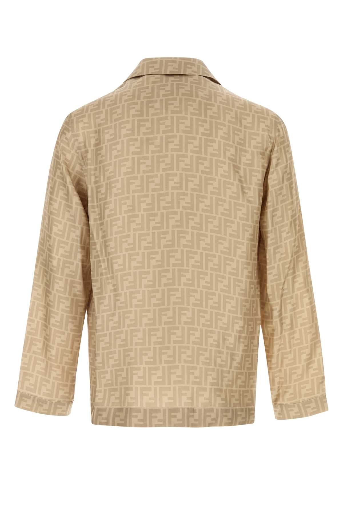 FENDI Printed Silk Long Sleeve Shirt