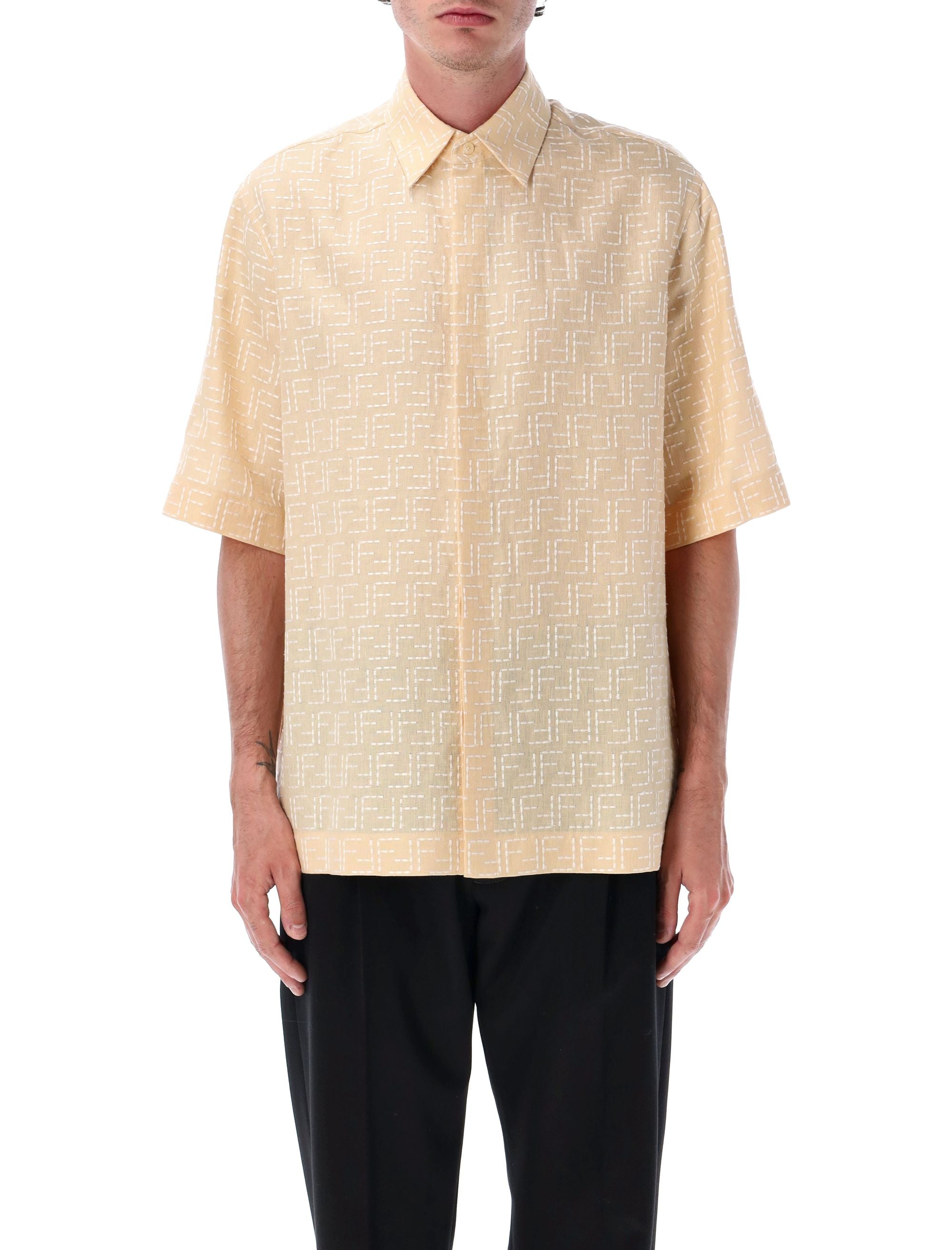 FENDI Oversized Jacquard Linen Shirt - Size 48