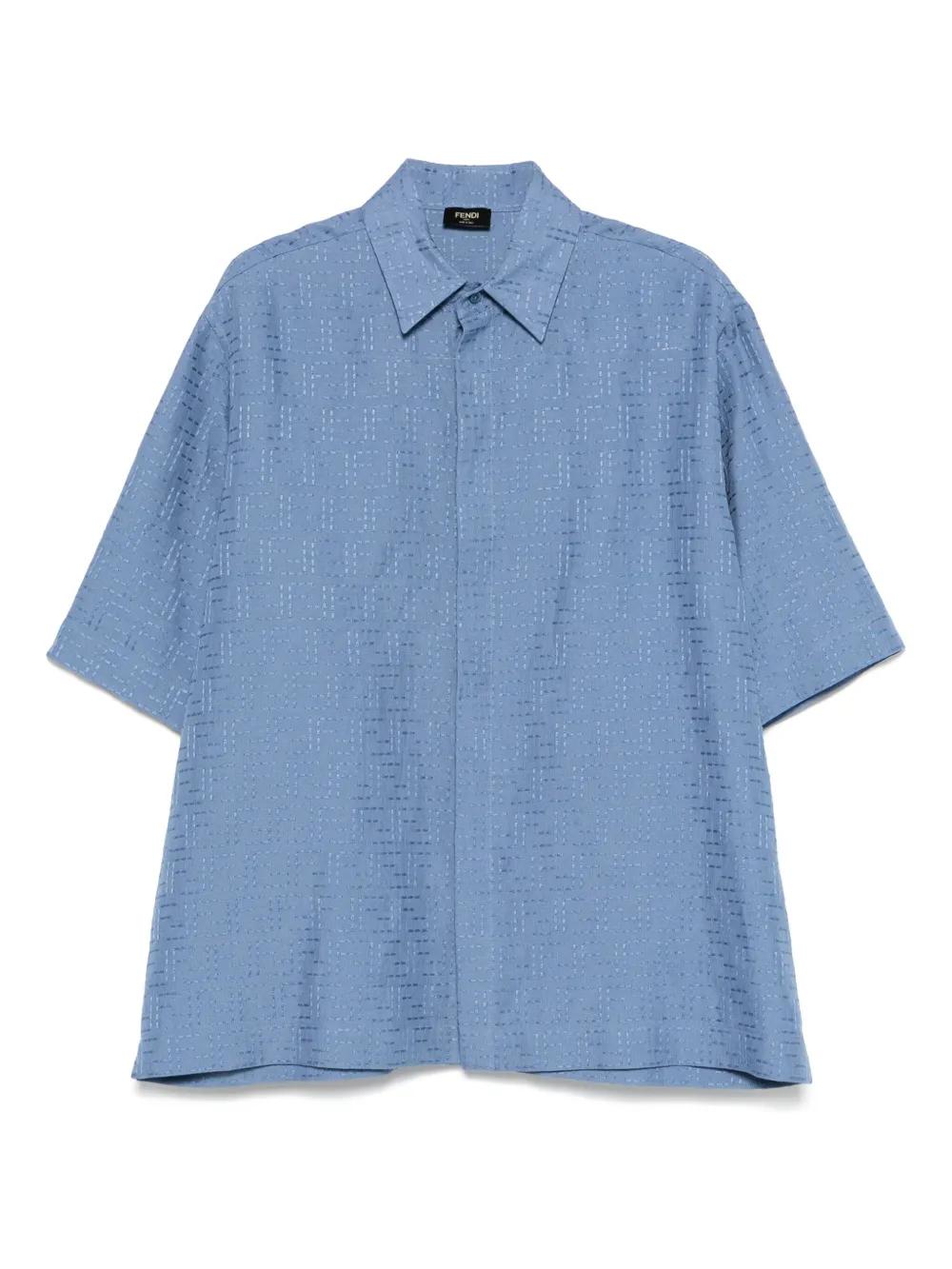 FENDI Short Sleeve FF Jacquard Linen Shirt