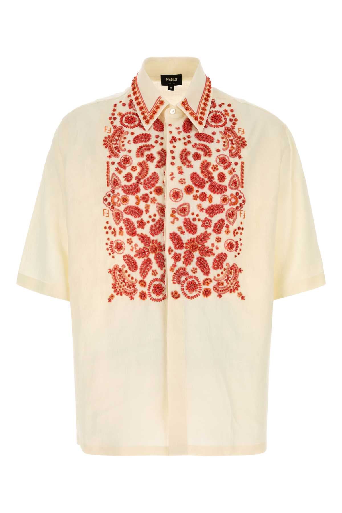 FENDI Ivory Linen Bandana Shirt for Men