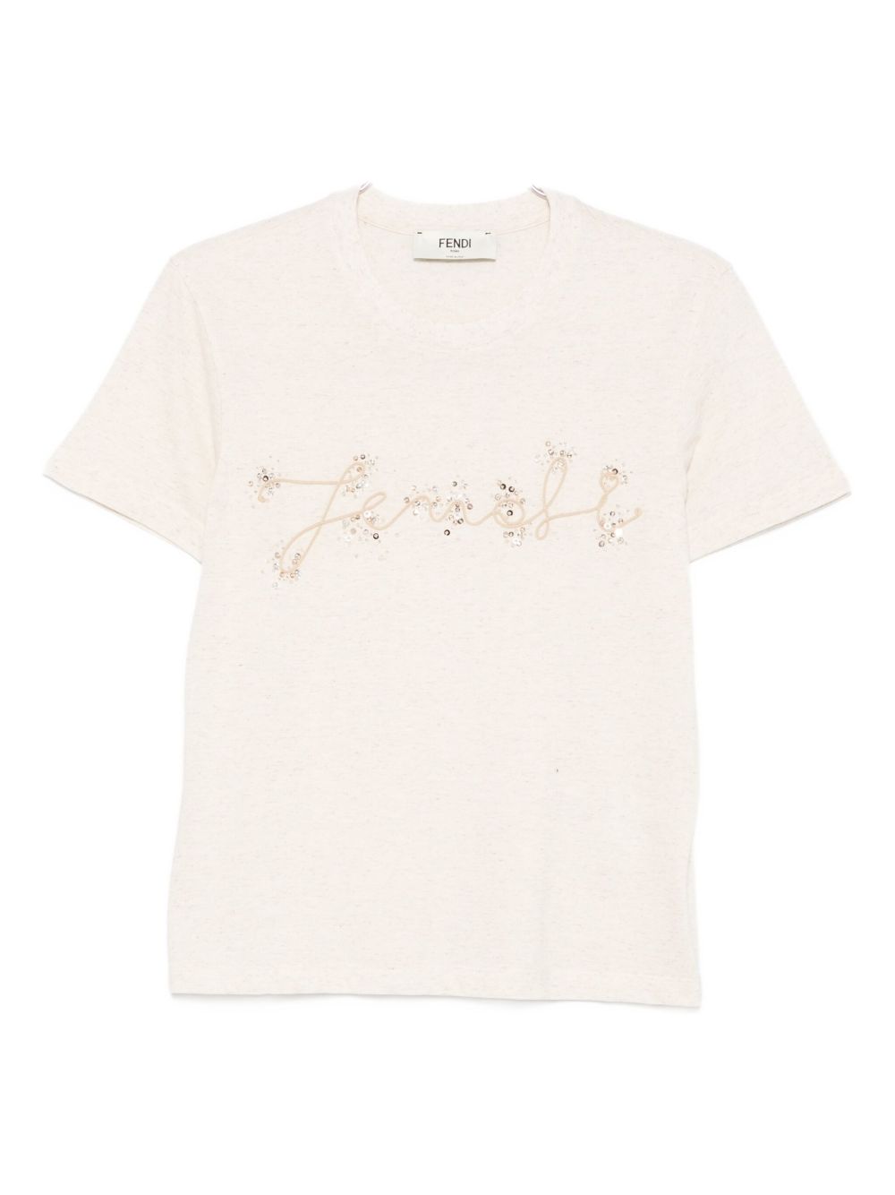 FENDI Cotton T-Shirt with Sequin Embellishment - SS25