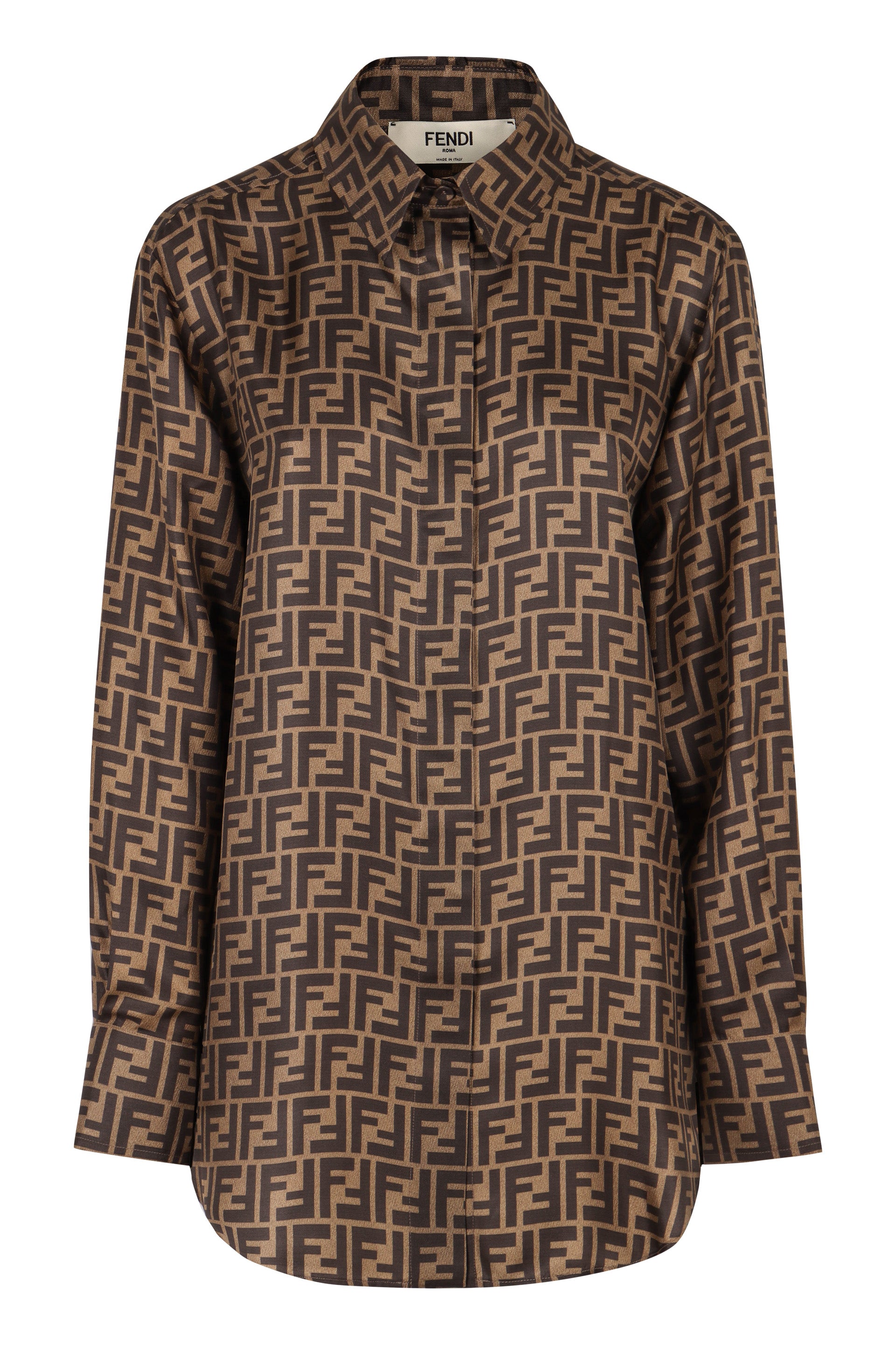 FENDI FF Logo Print Silk Shirt - Women’s SS25