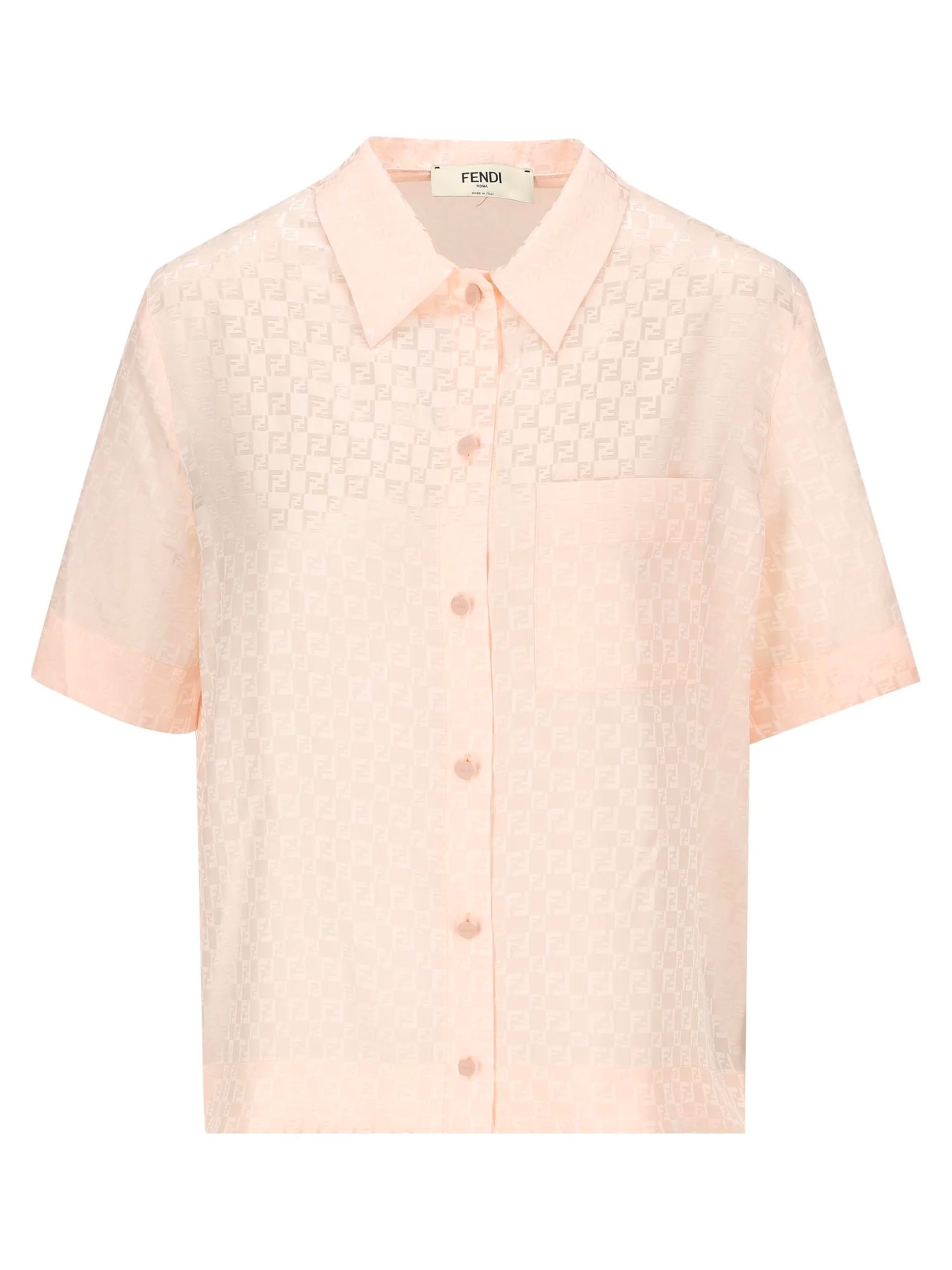 FENDI Front Button Placket Chest Pocket Shirt with Pointed Collar - Women's SS25