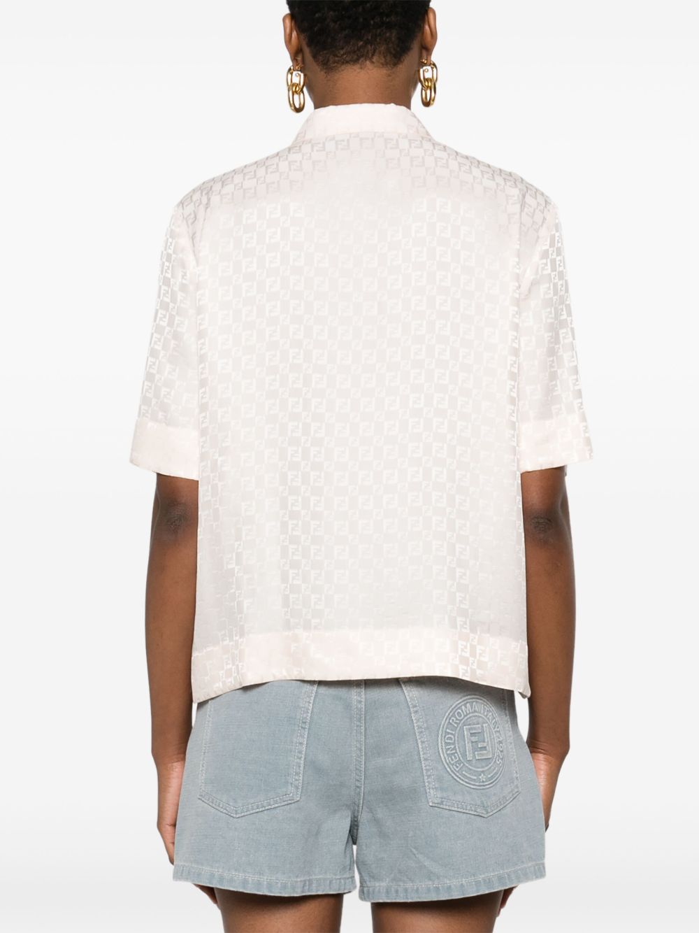 FENDI Front Button Placket Chest Pocket Shirt with Pointed Collar - Women's SS25