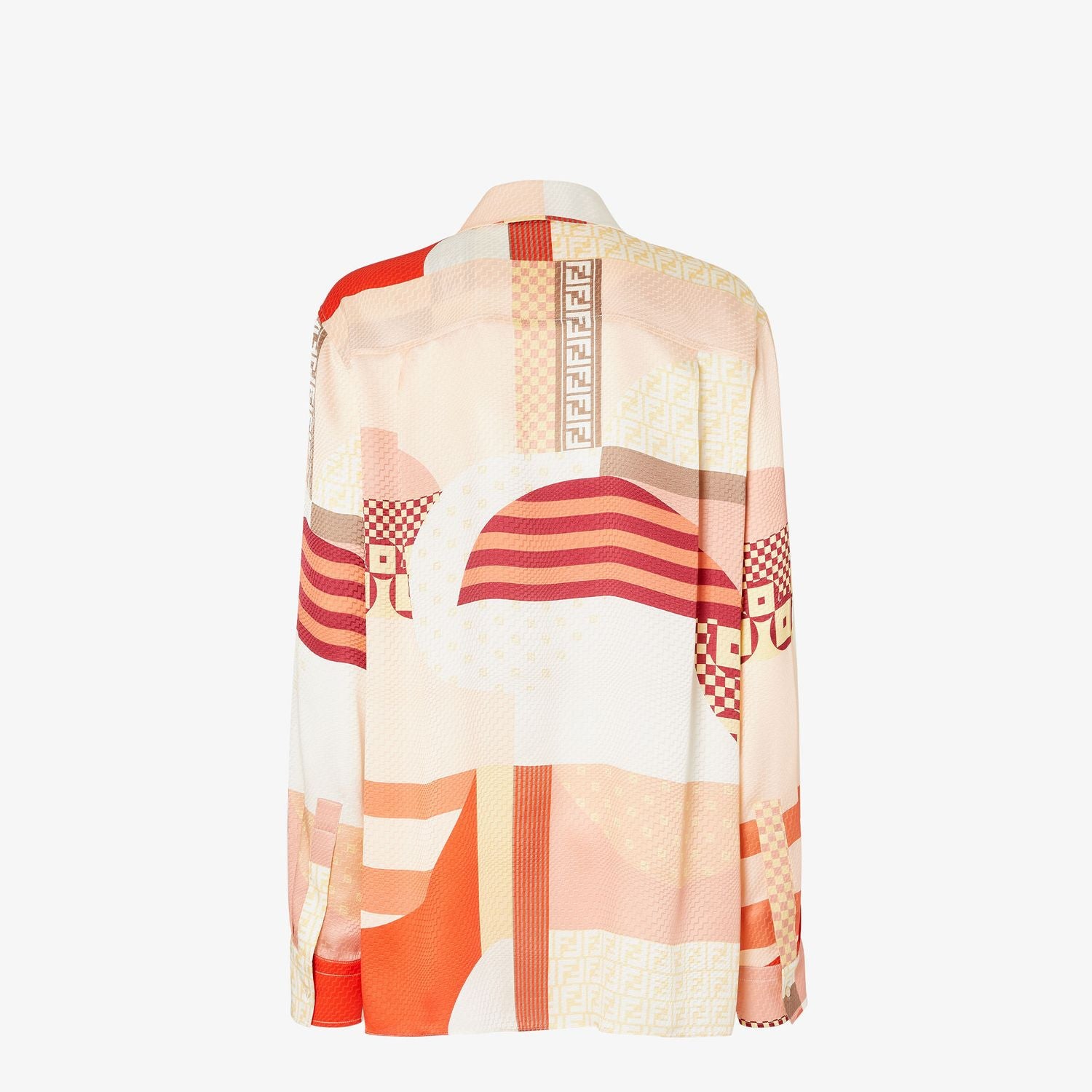 FENDI Silk Shirt with Patchwork Print - Size 38