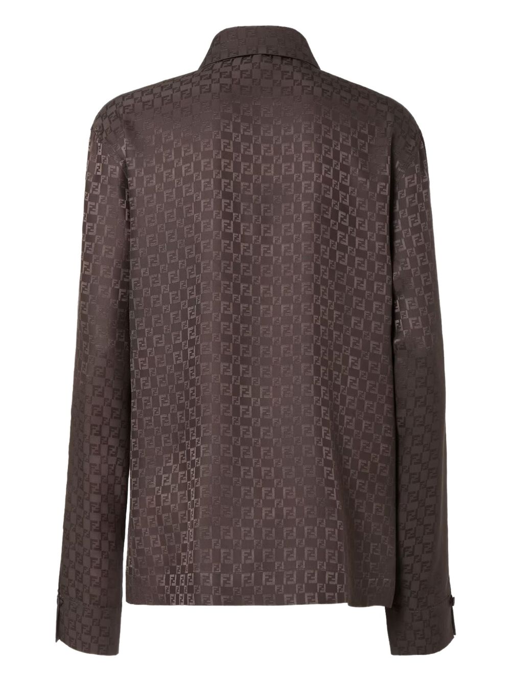 FENDI Asymmetrical Hem Jacquard Silk Shirt