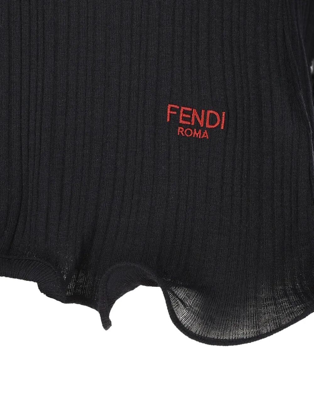 FENDI Wool V-Necked Sweater with Scalloped Hem for Women